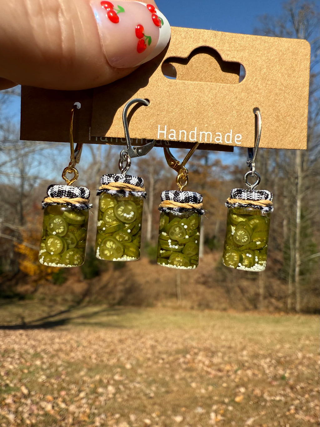 Pickled Jalapeño Pepper Slices Jar Earrings