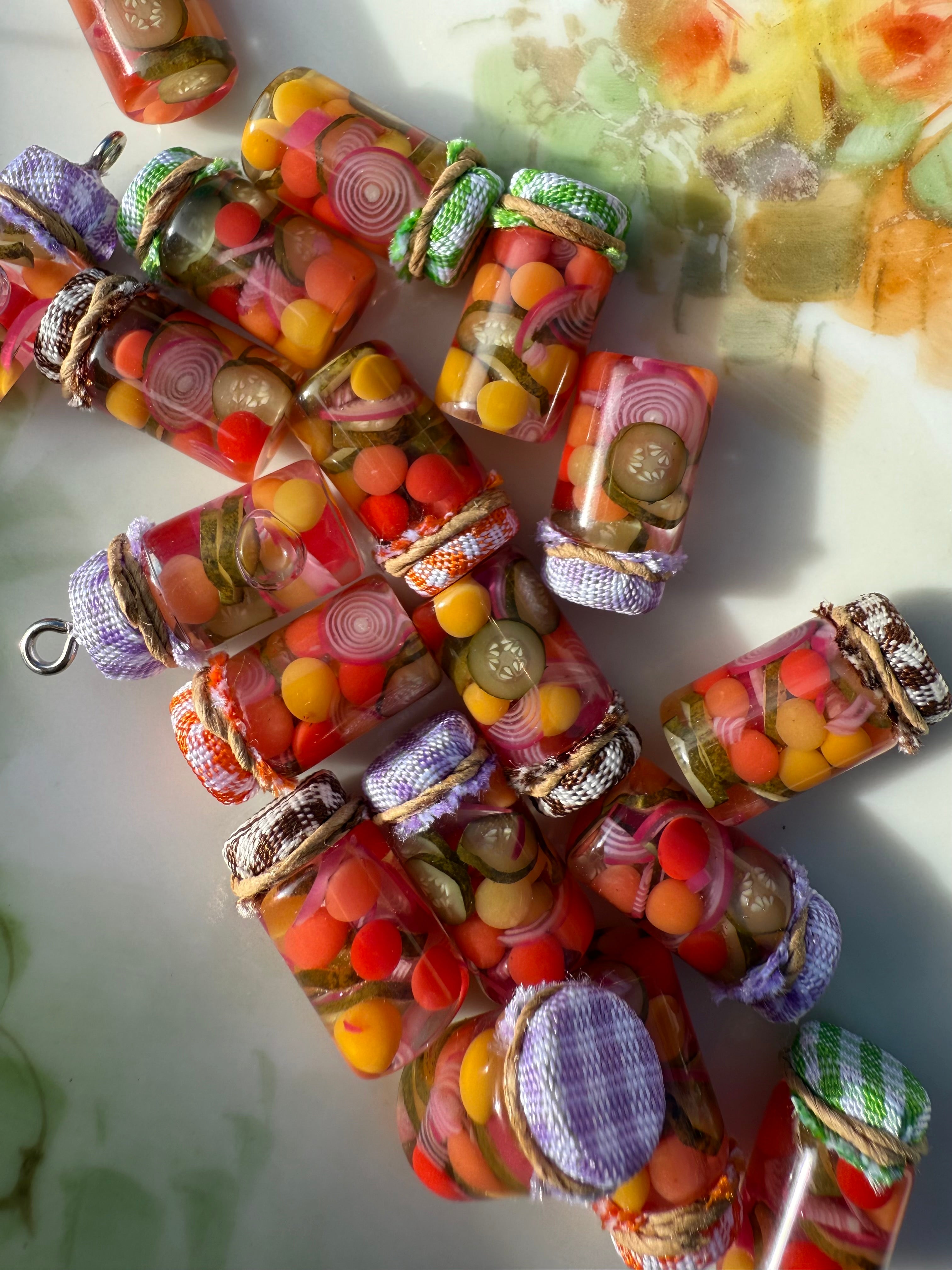 Pickled Summer Salad Jar Earrings