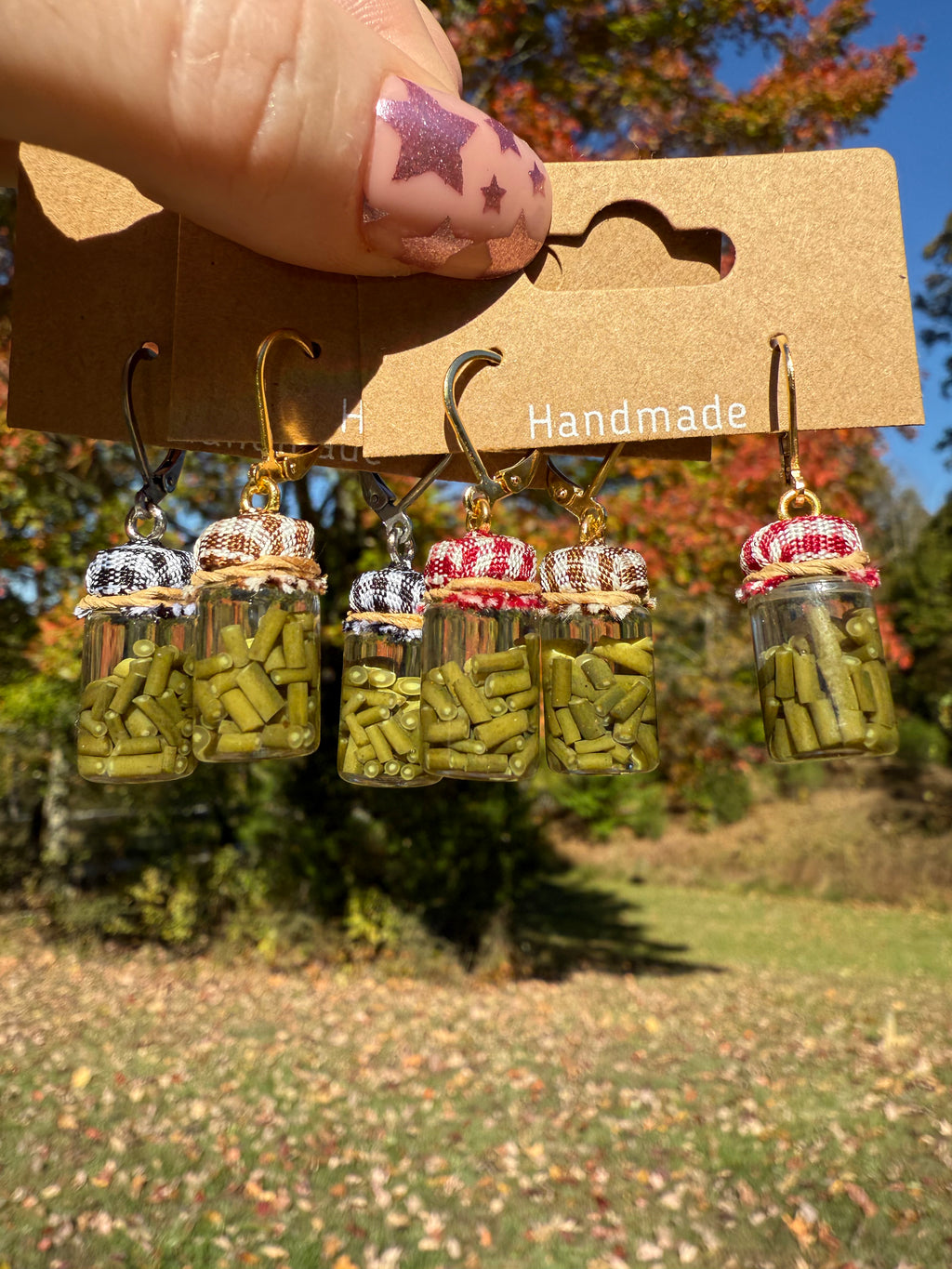 Green Beans Jar Earrings
