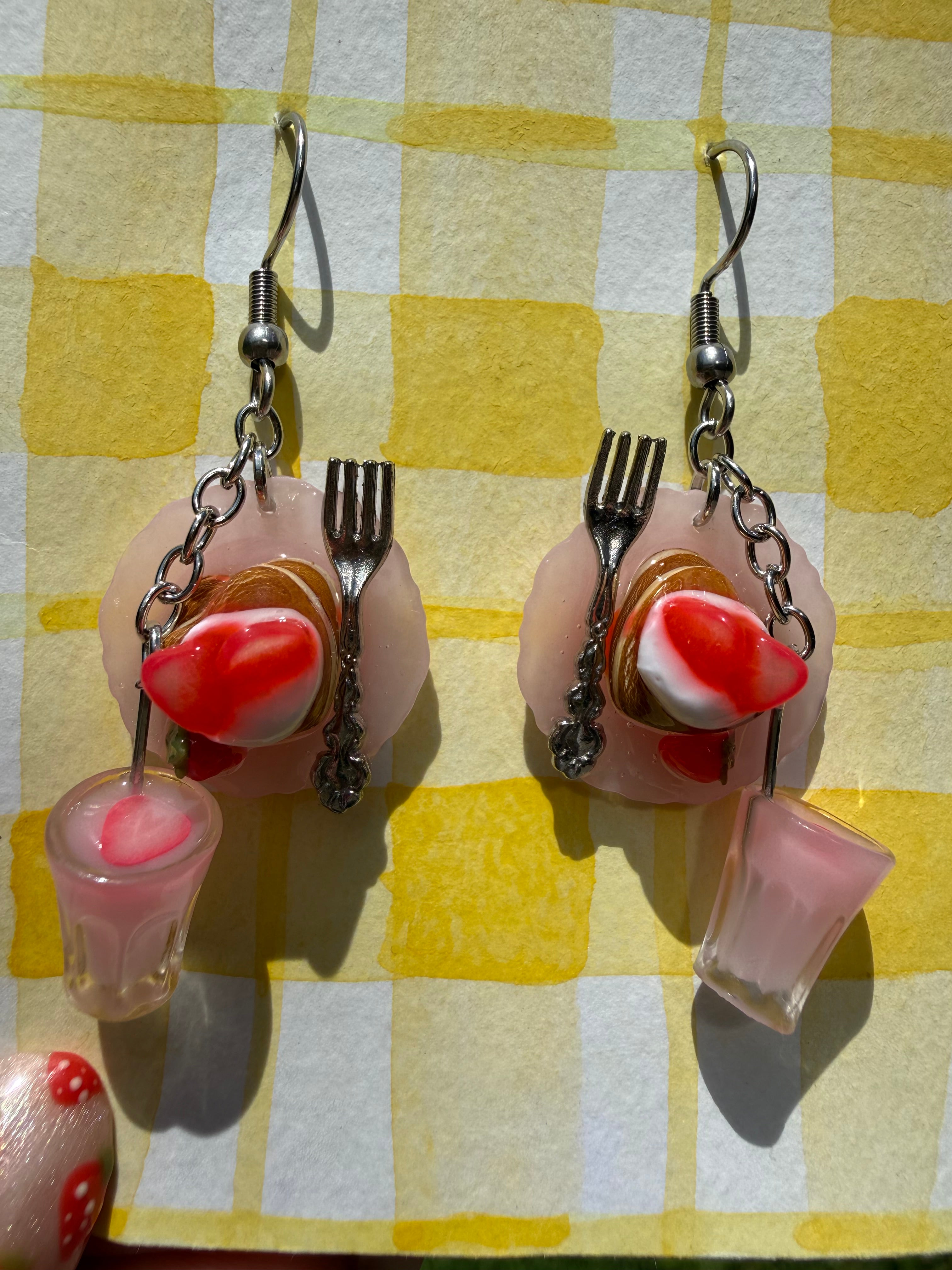 Strawberry Pancakes & Milk Earrings