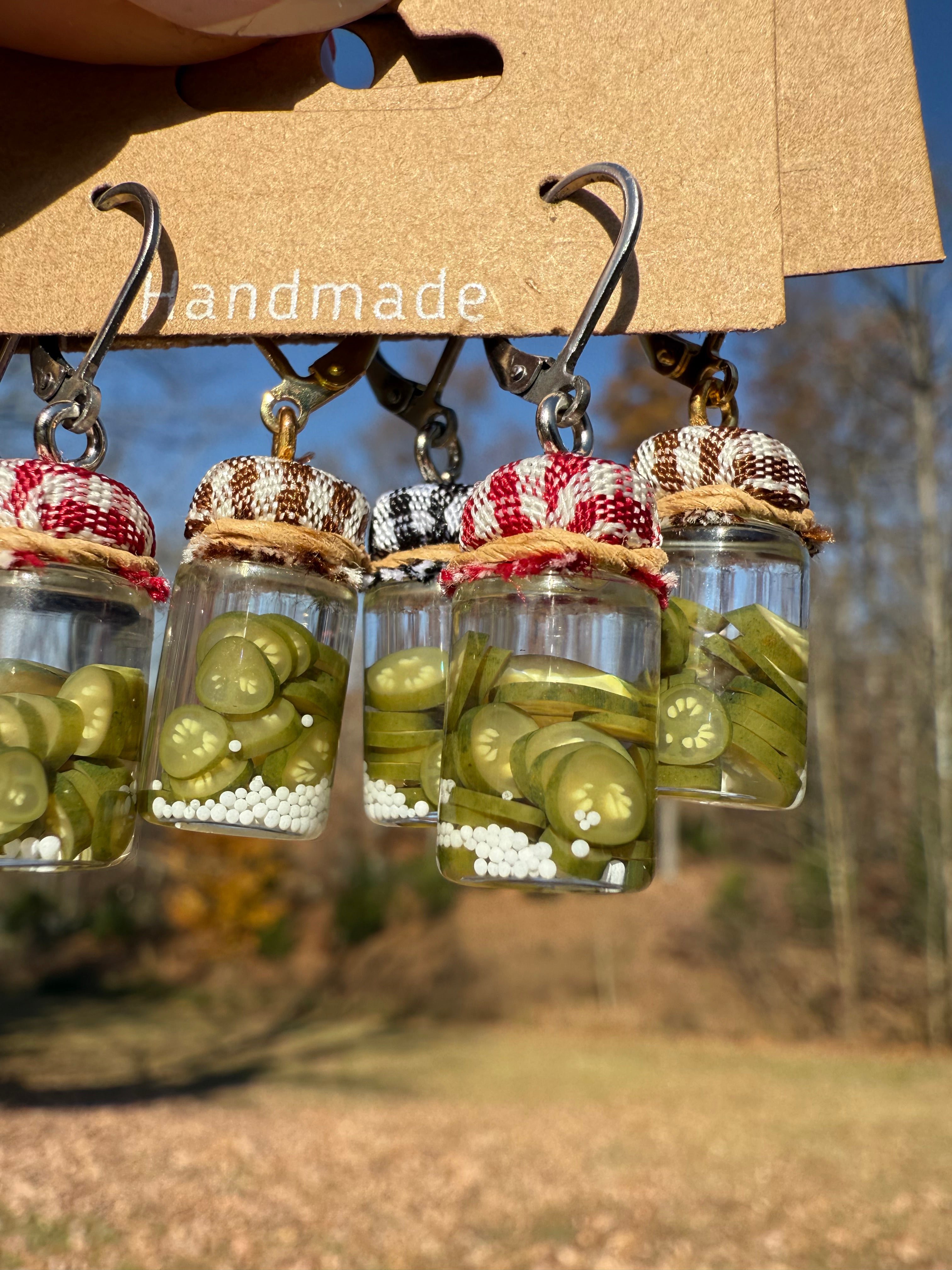 Pickled Jalapeño Pepper Slices Jar Earrings
