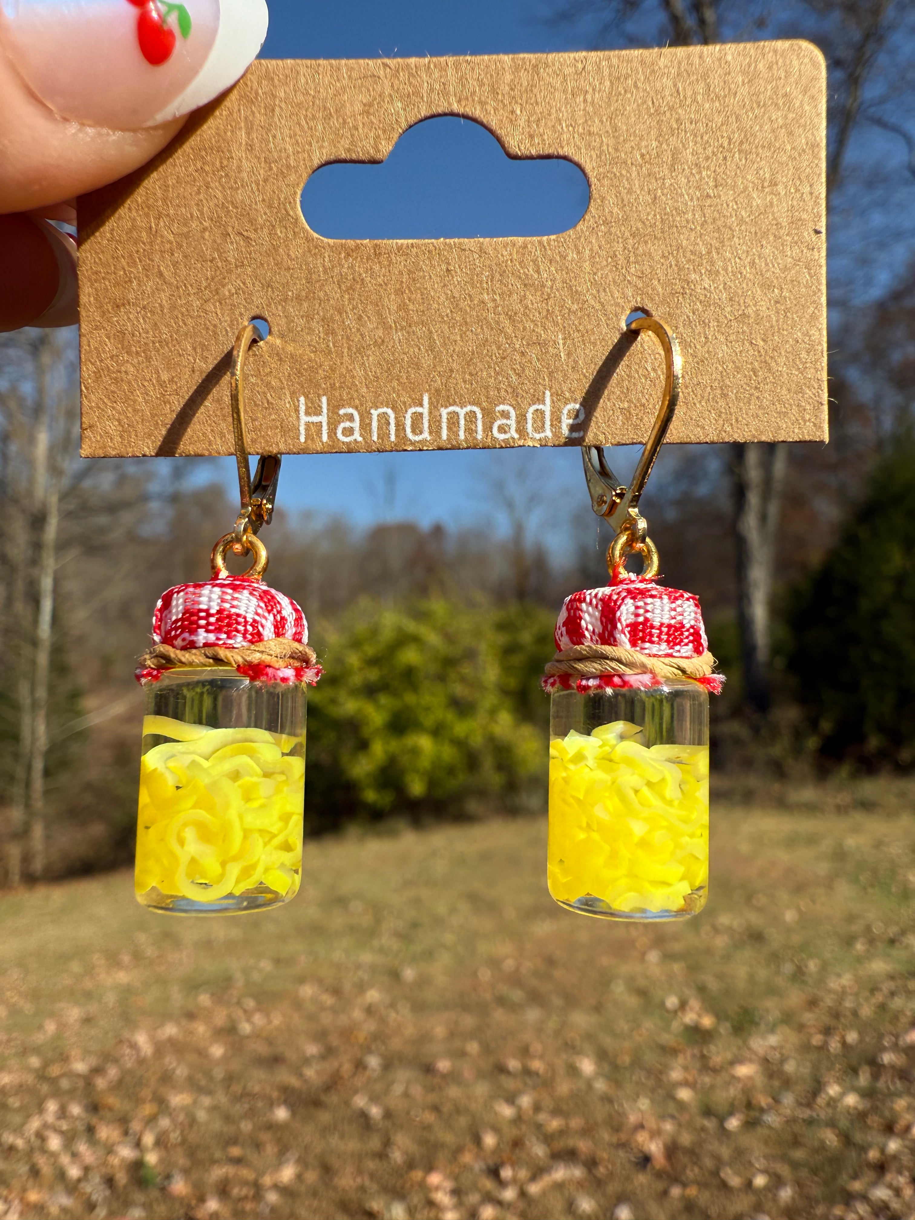 Banana Pepper Slices Jar Earrings