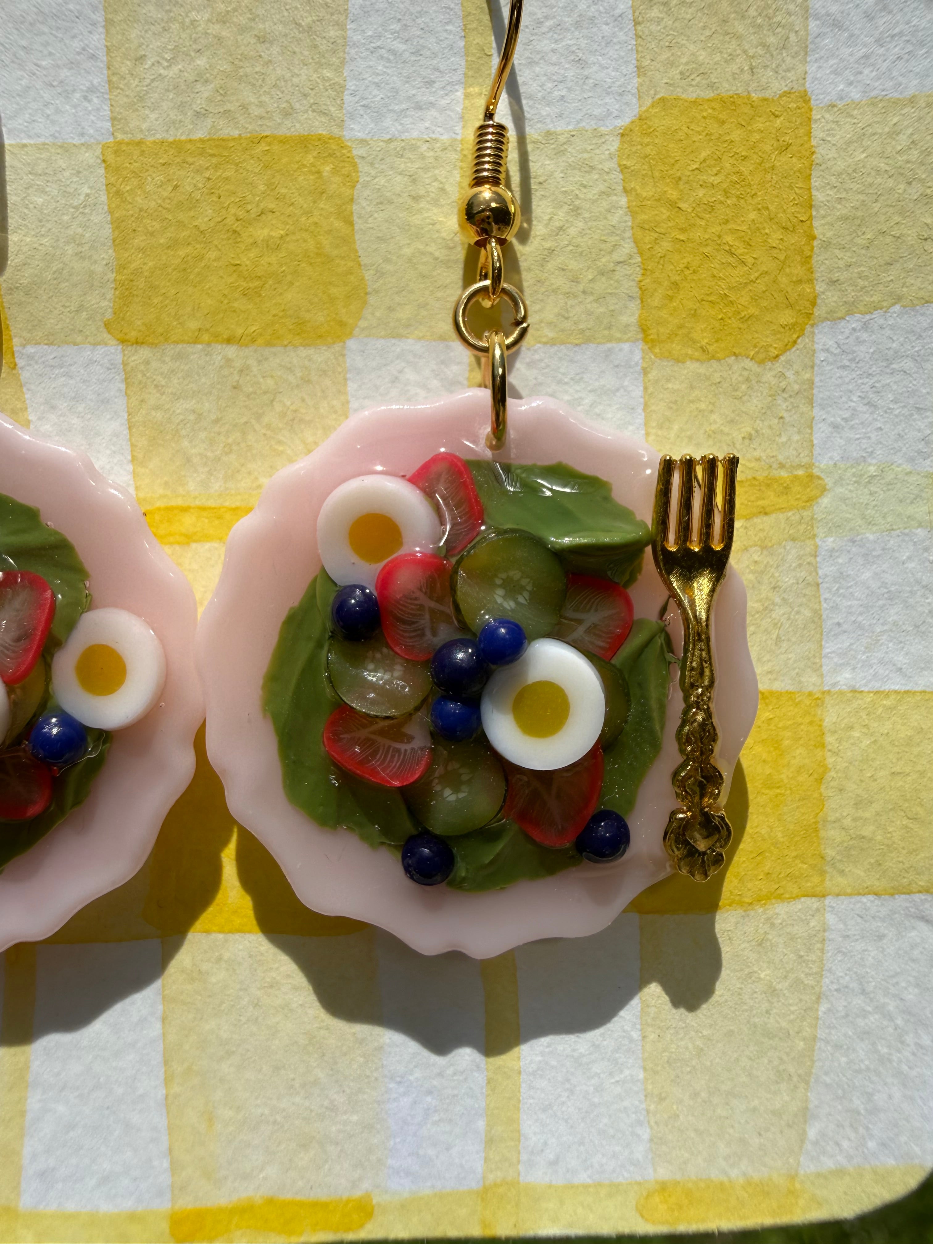 Strawberry Salad Plate Earrings