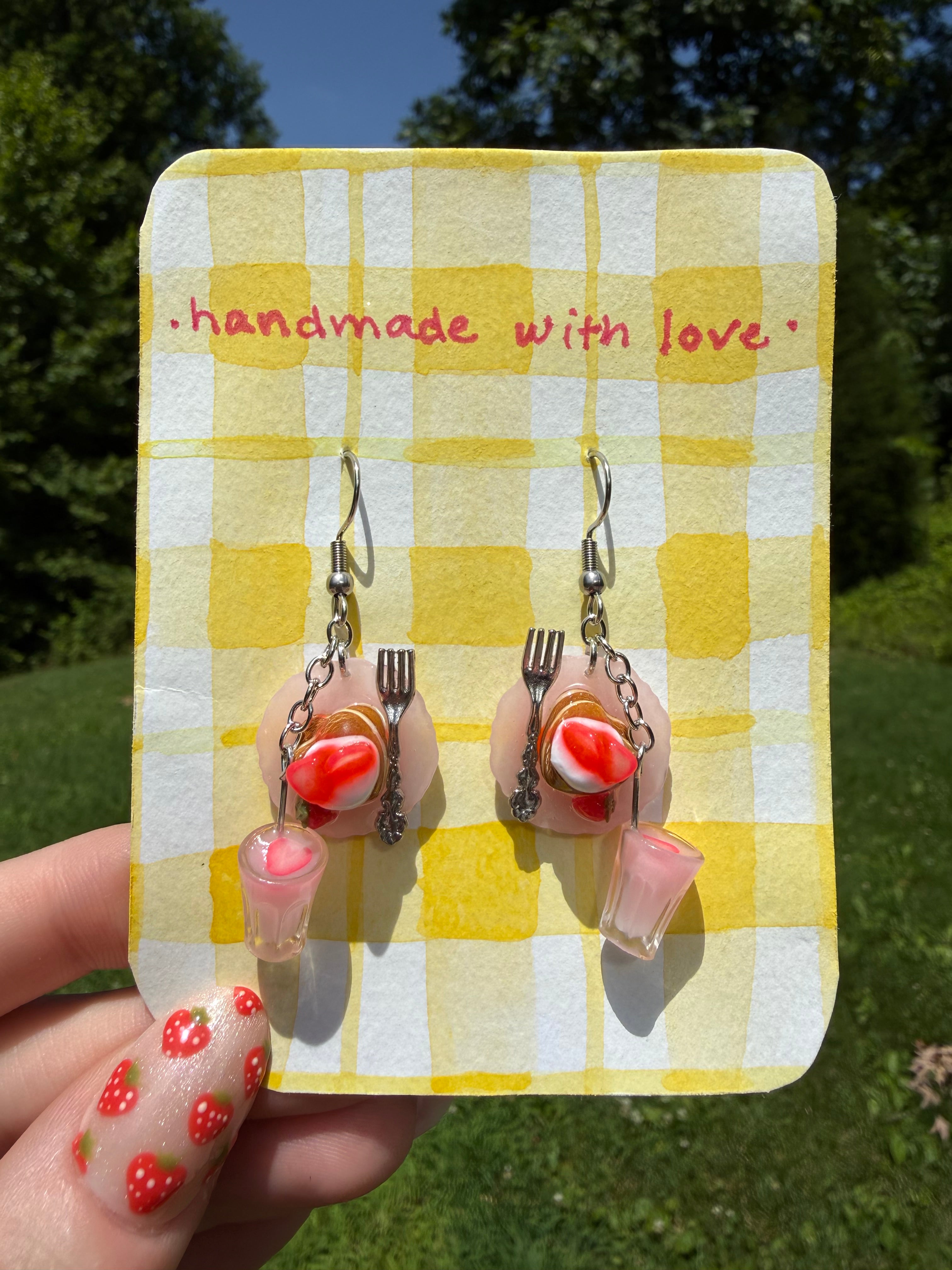 Strawberry Pancakes & Milk Earrings