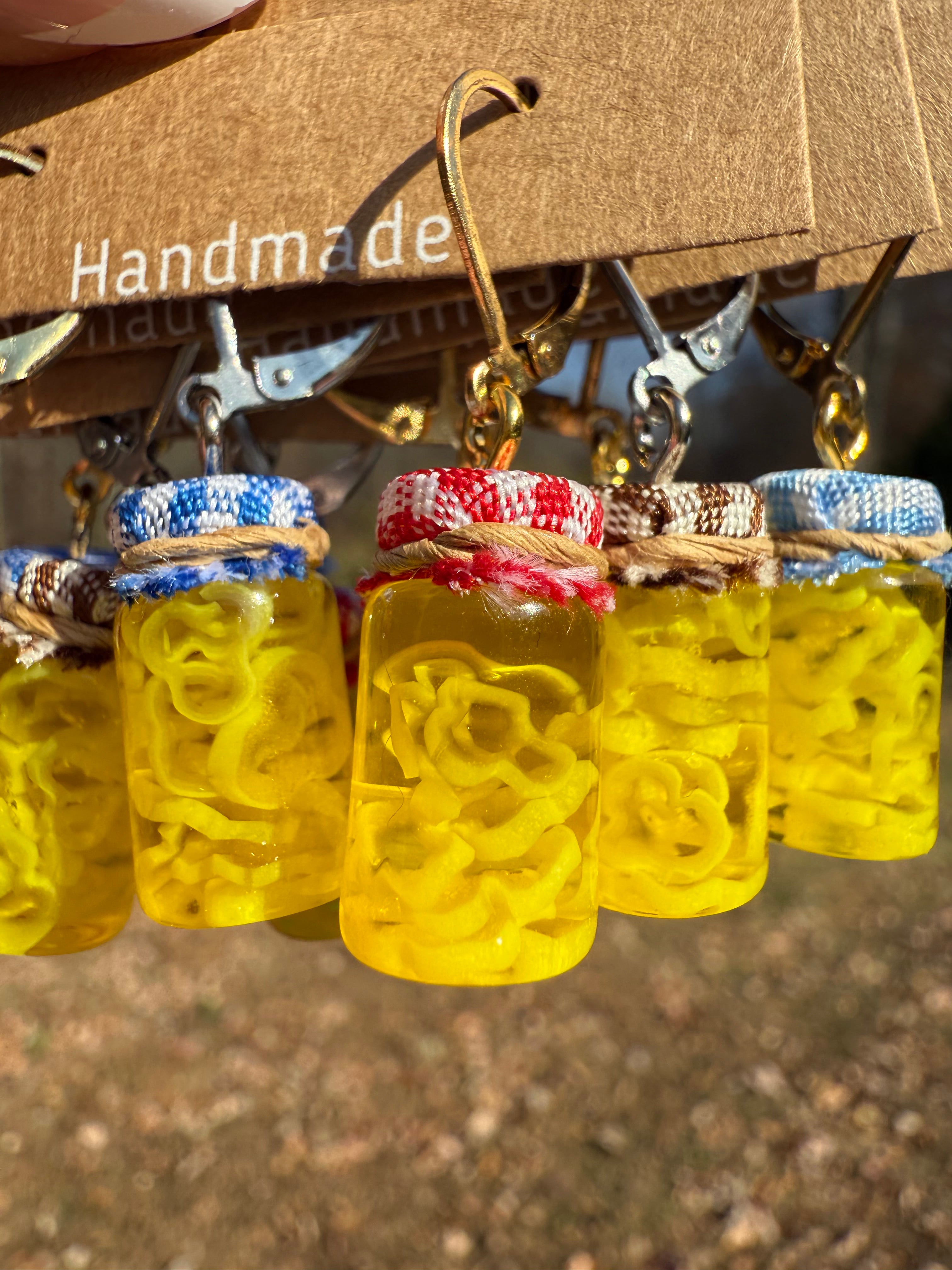 Banana Pepper Slices Jar Earrings