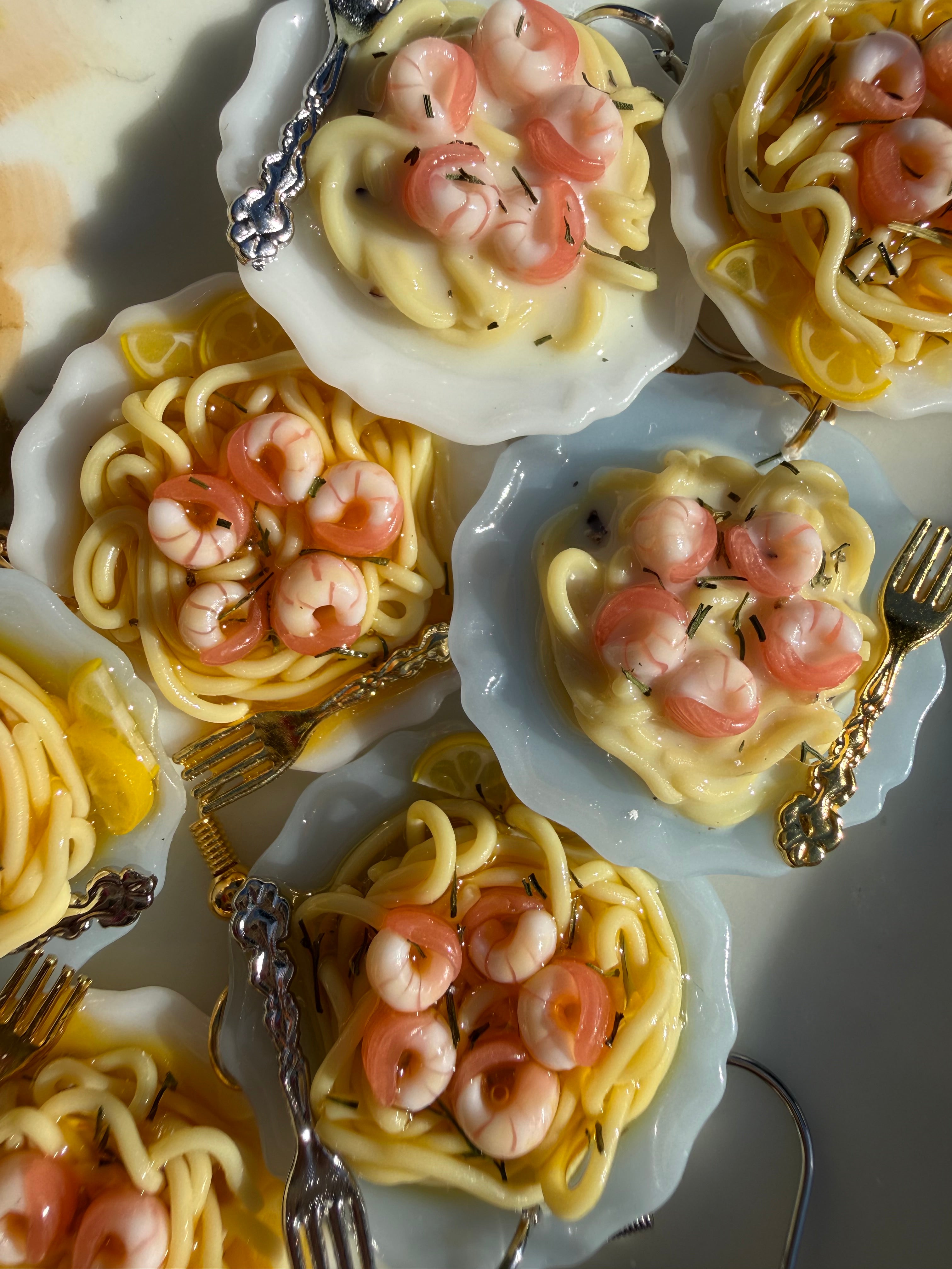 Shrimp Pasta Plate Earrings
