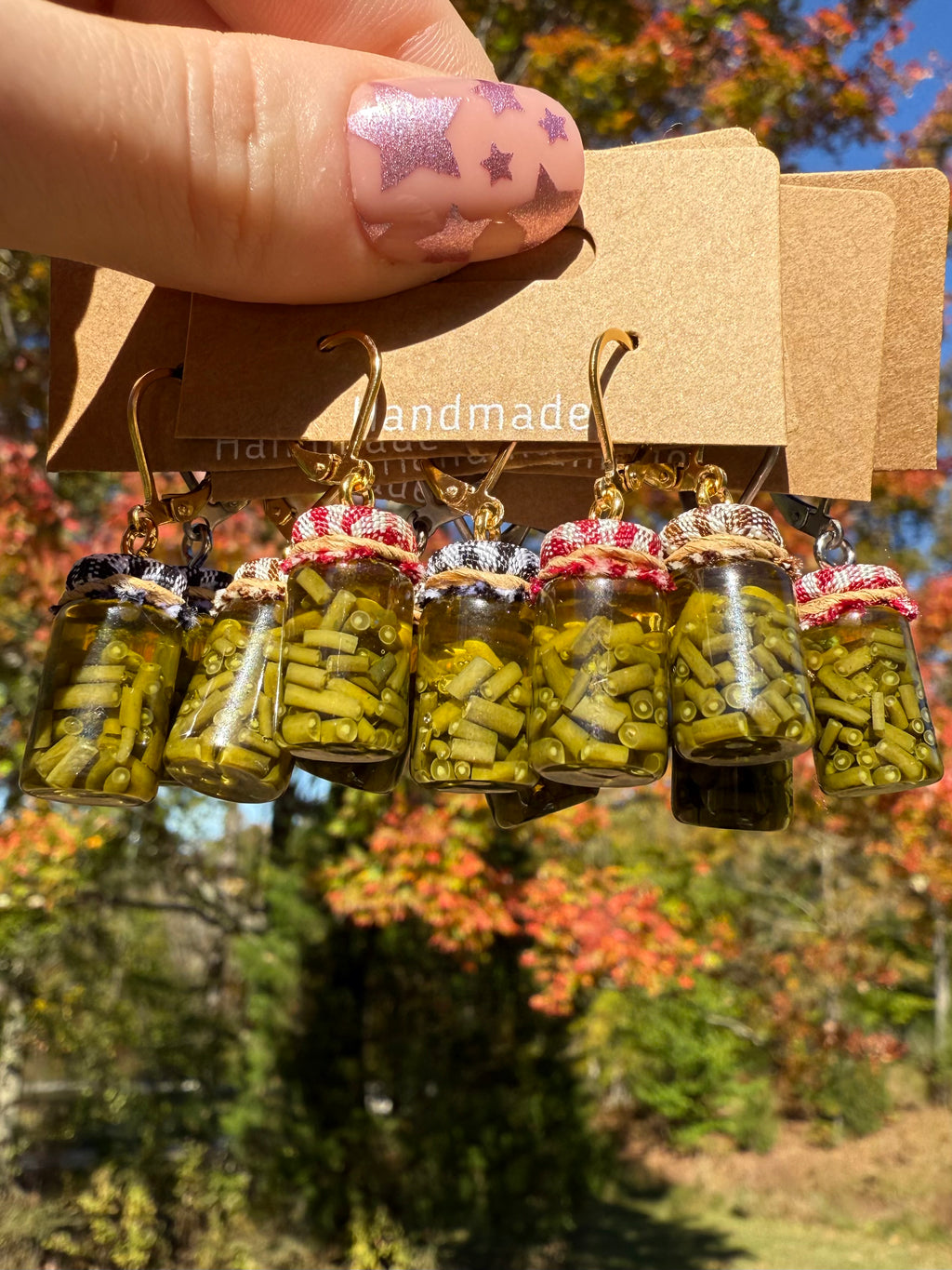 Green Beans Jar Earrings