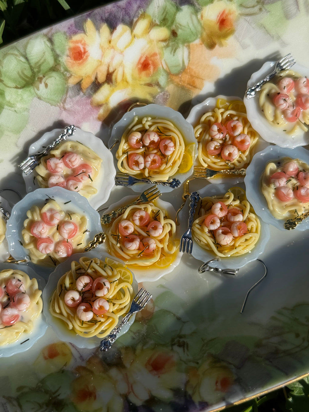 Shrimp Pasta Plate Earrings