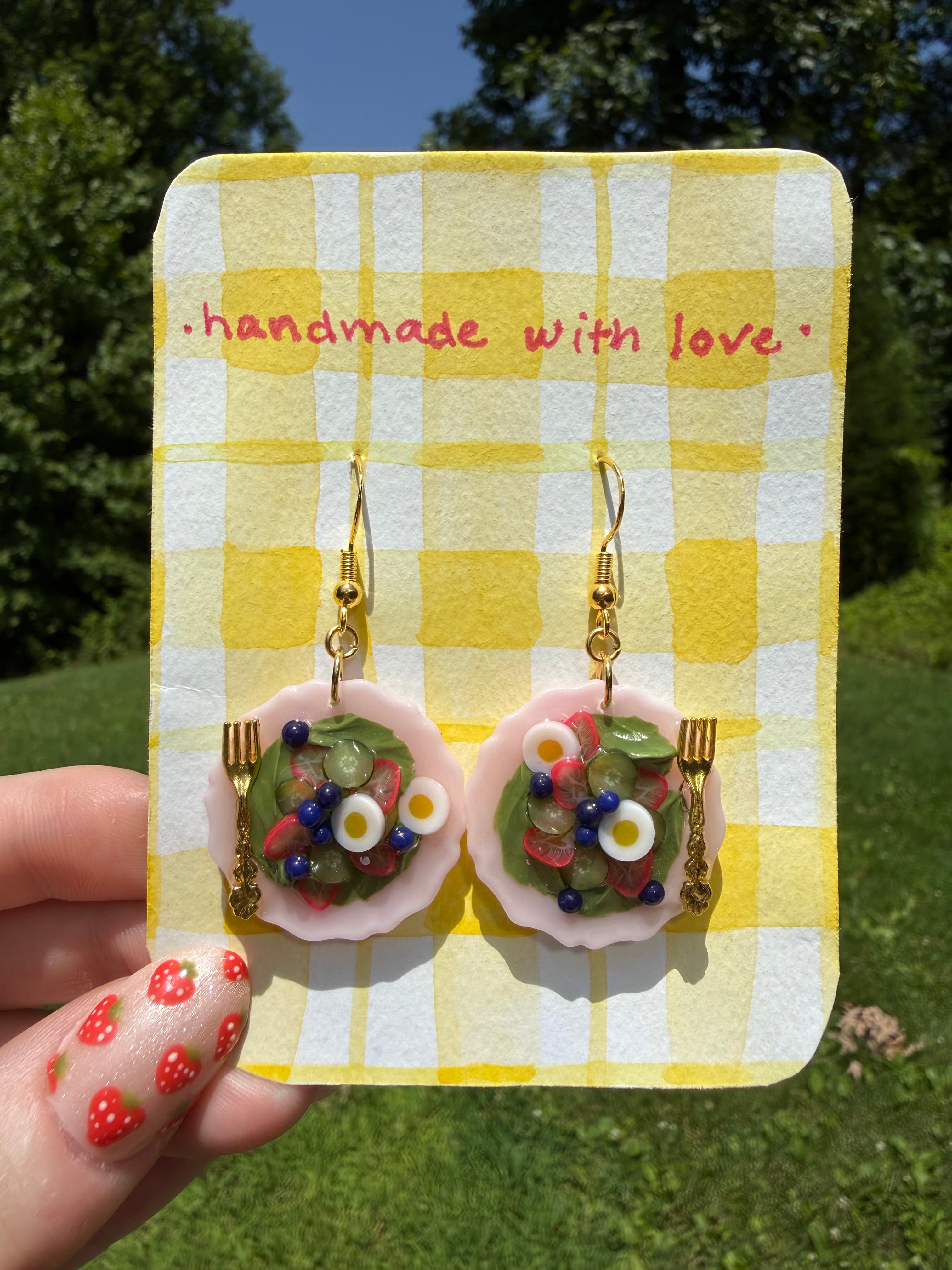Strawberry Salad Plate Earrings