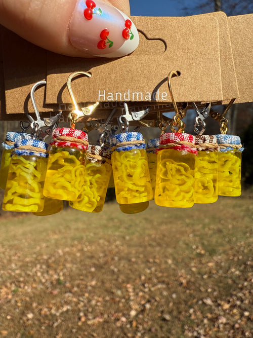 Banana Pepper Slices Jar Earrings