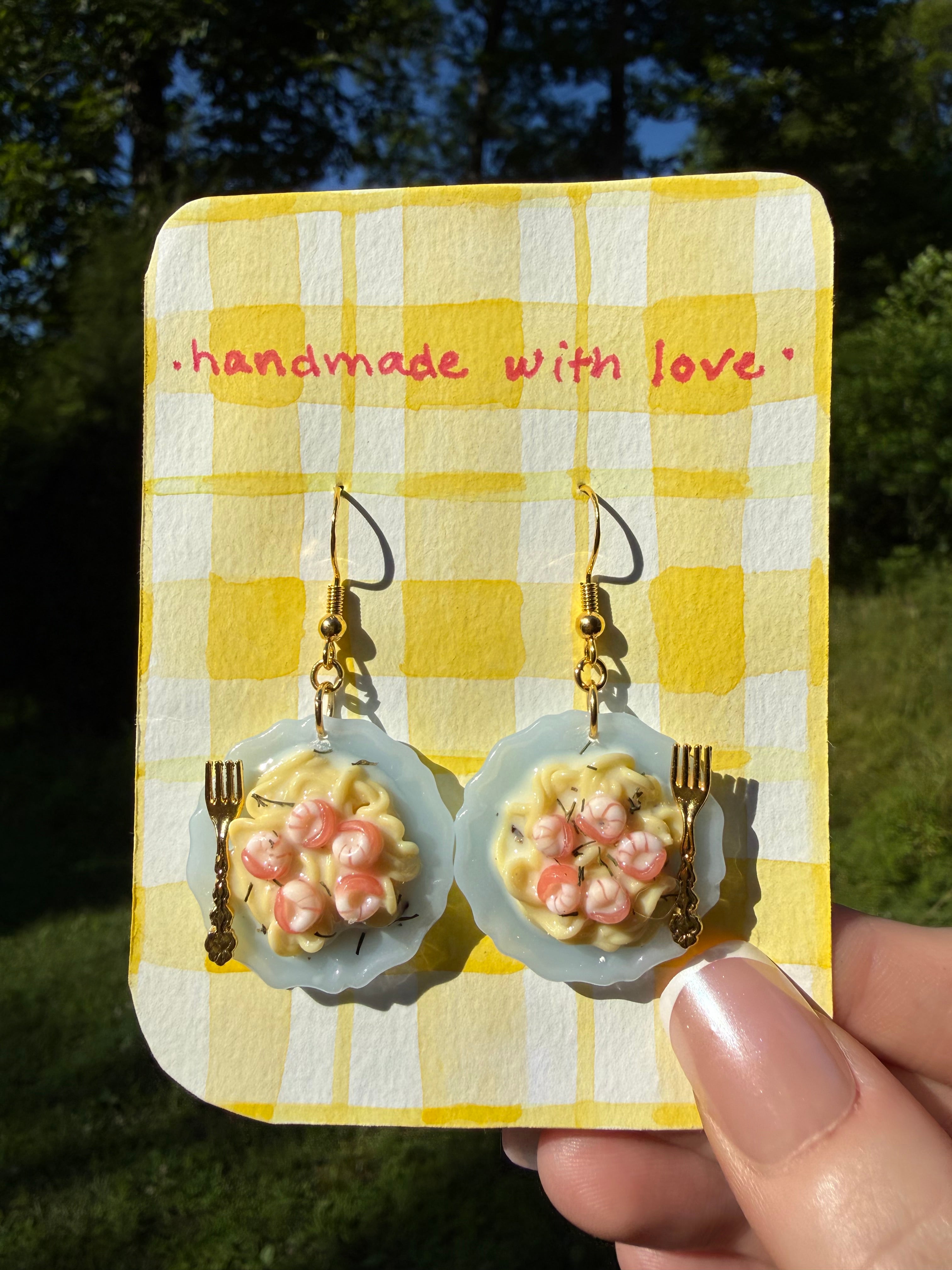 Shrimp Pasta Plate Earrings