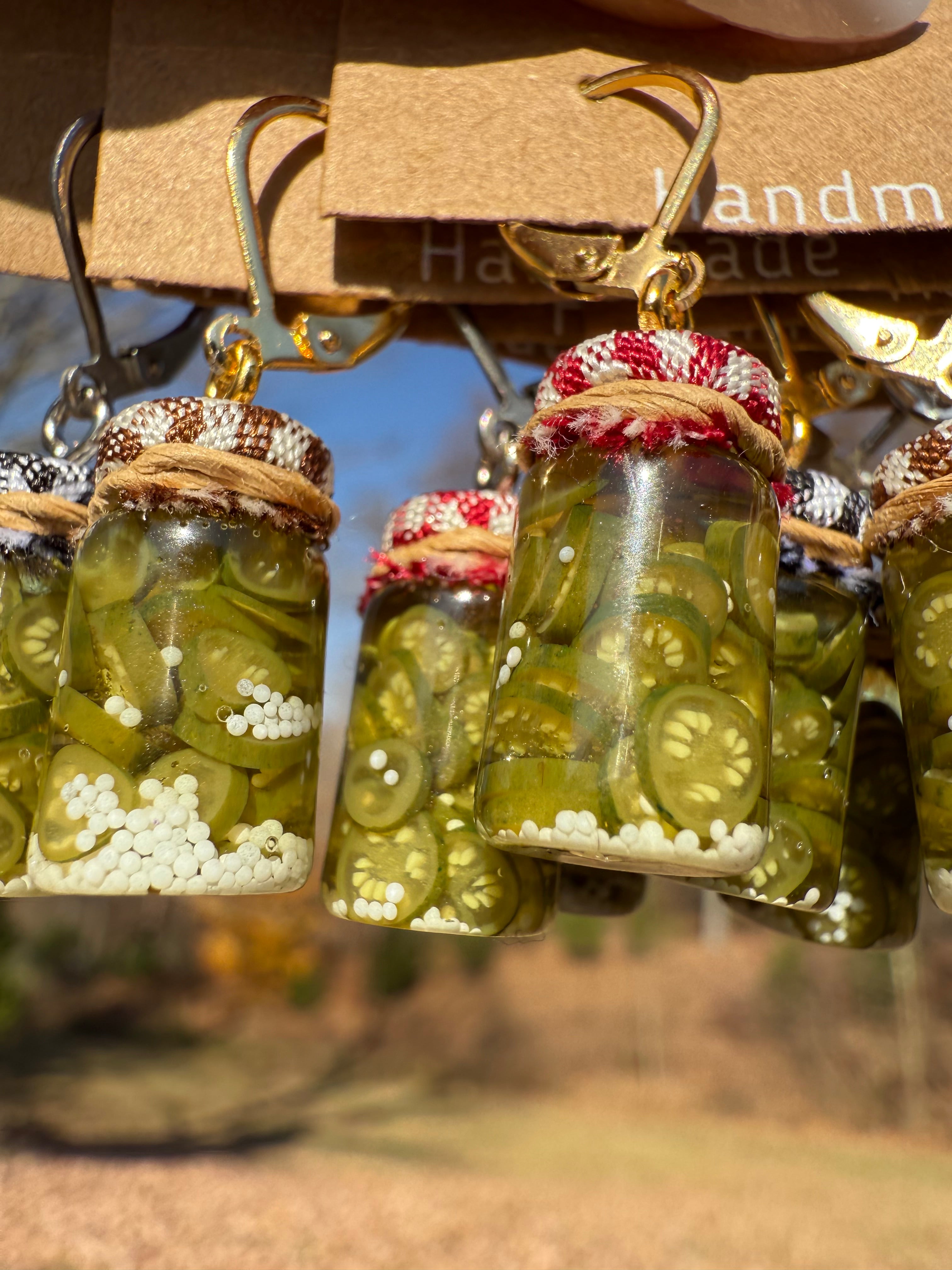 Pickled Jalapeño Pepper Slices Jar Earrings