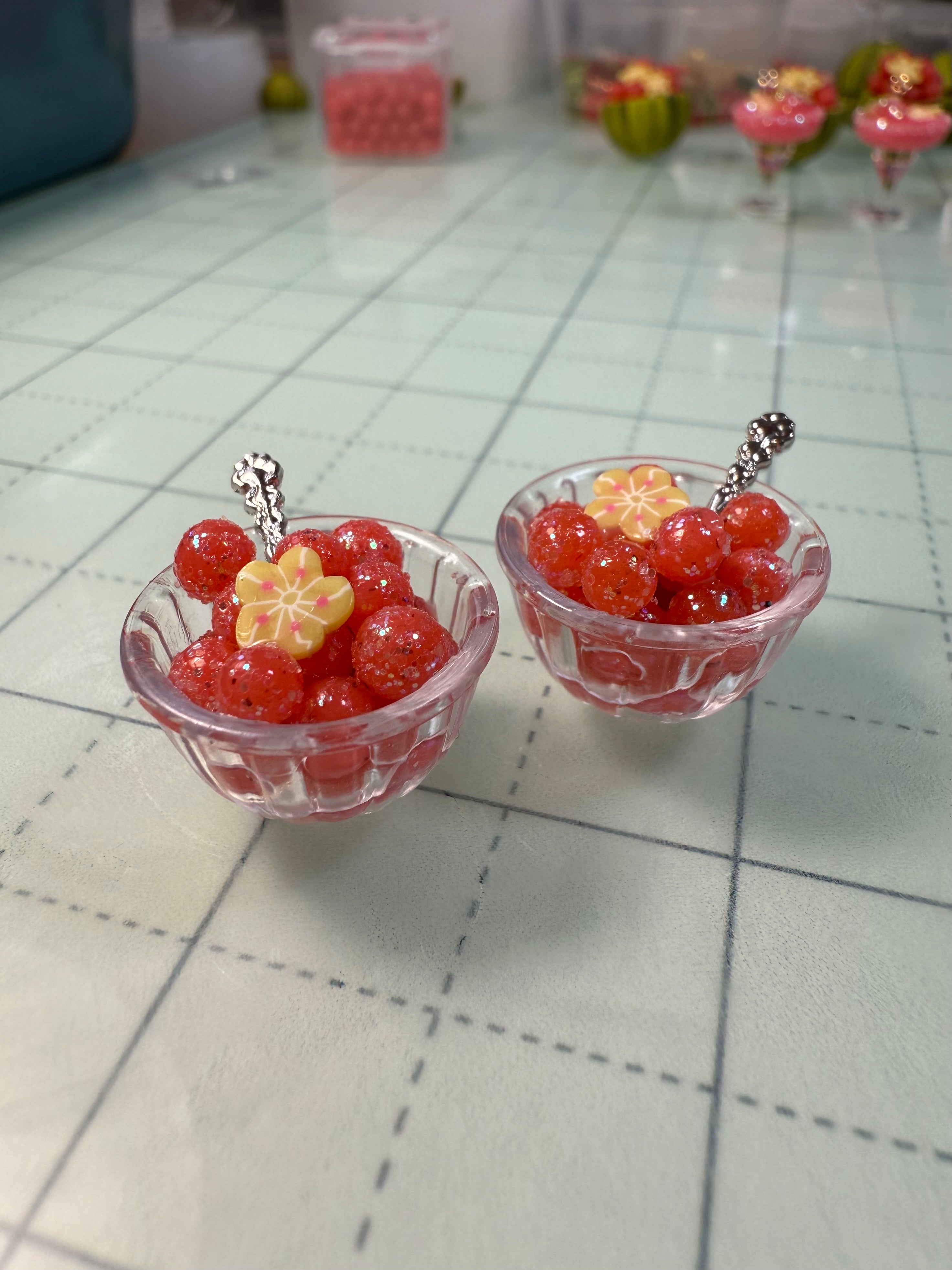 Sugared Watermelon Balls Bowl Earrings