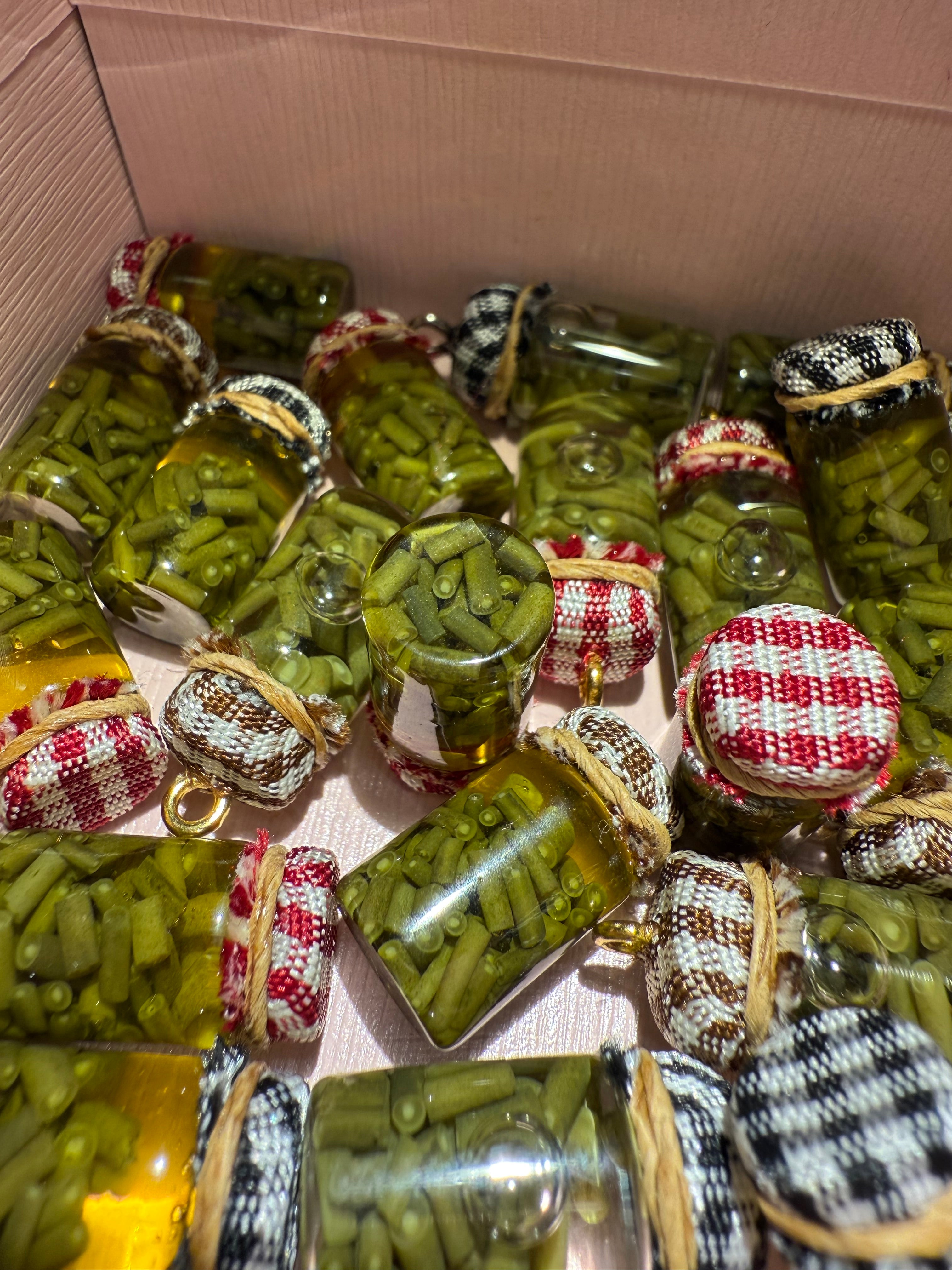Green Beans Jar Earrings