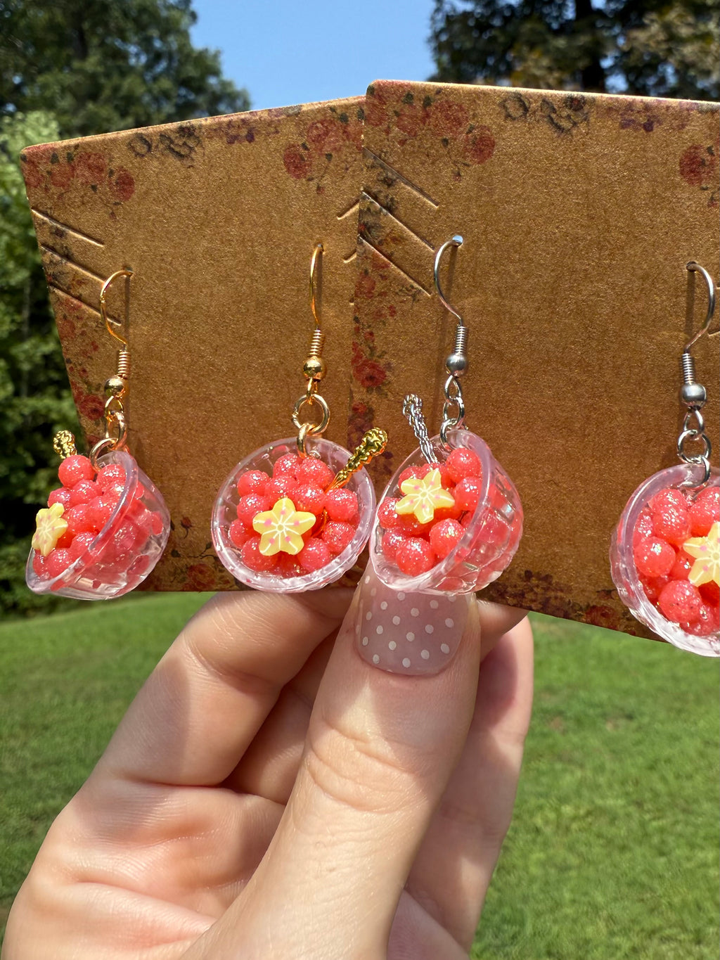 Sugared Watermelon Balls Bowl Earrings