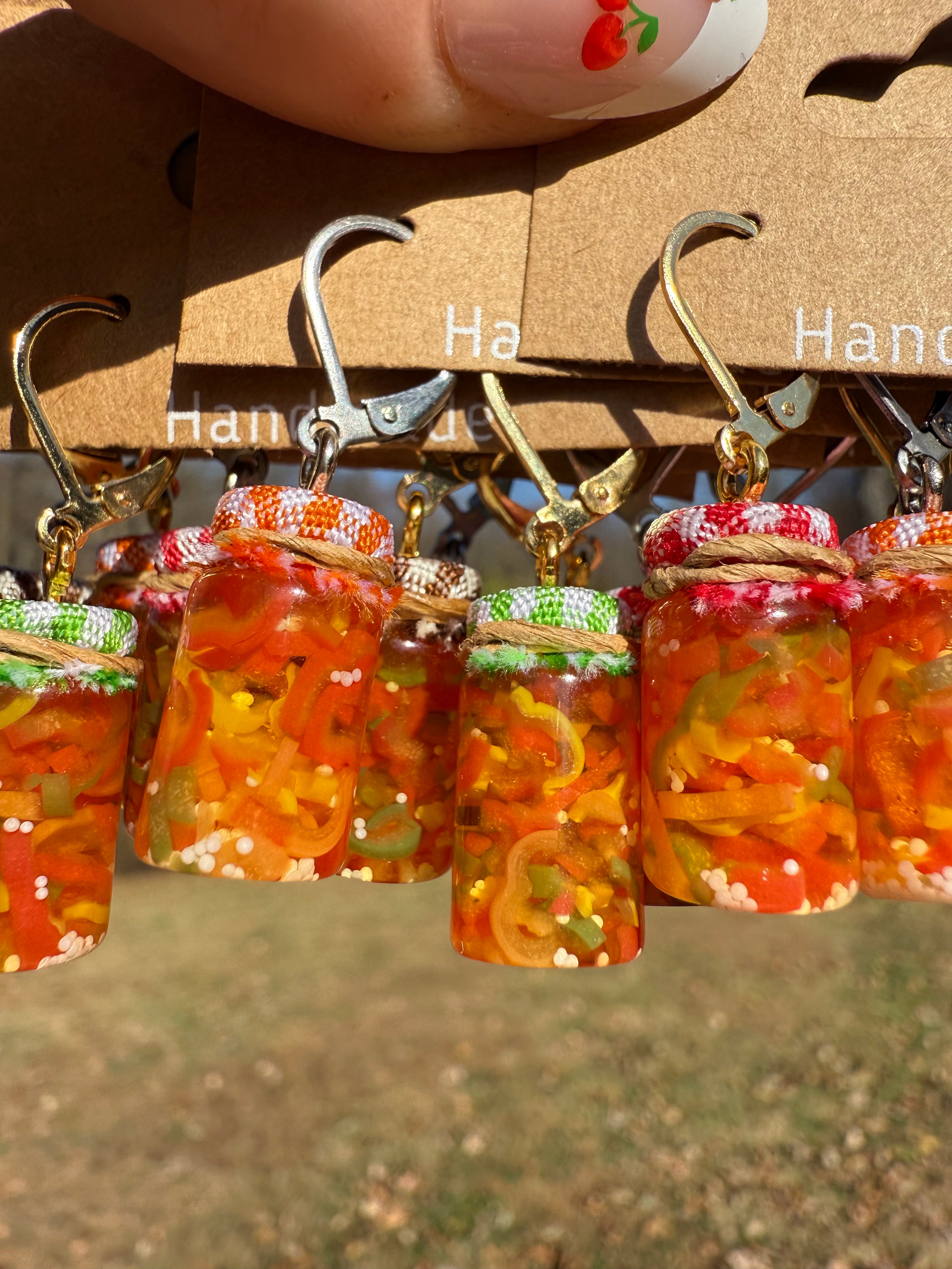 Bell Pepper Relish Jar Earrings