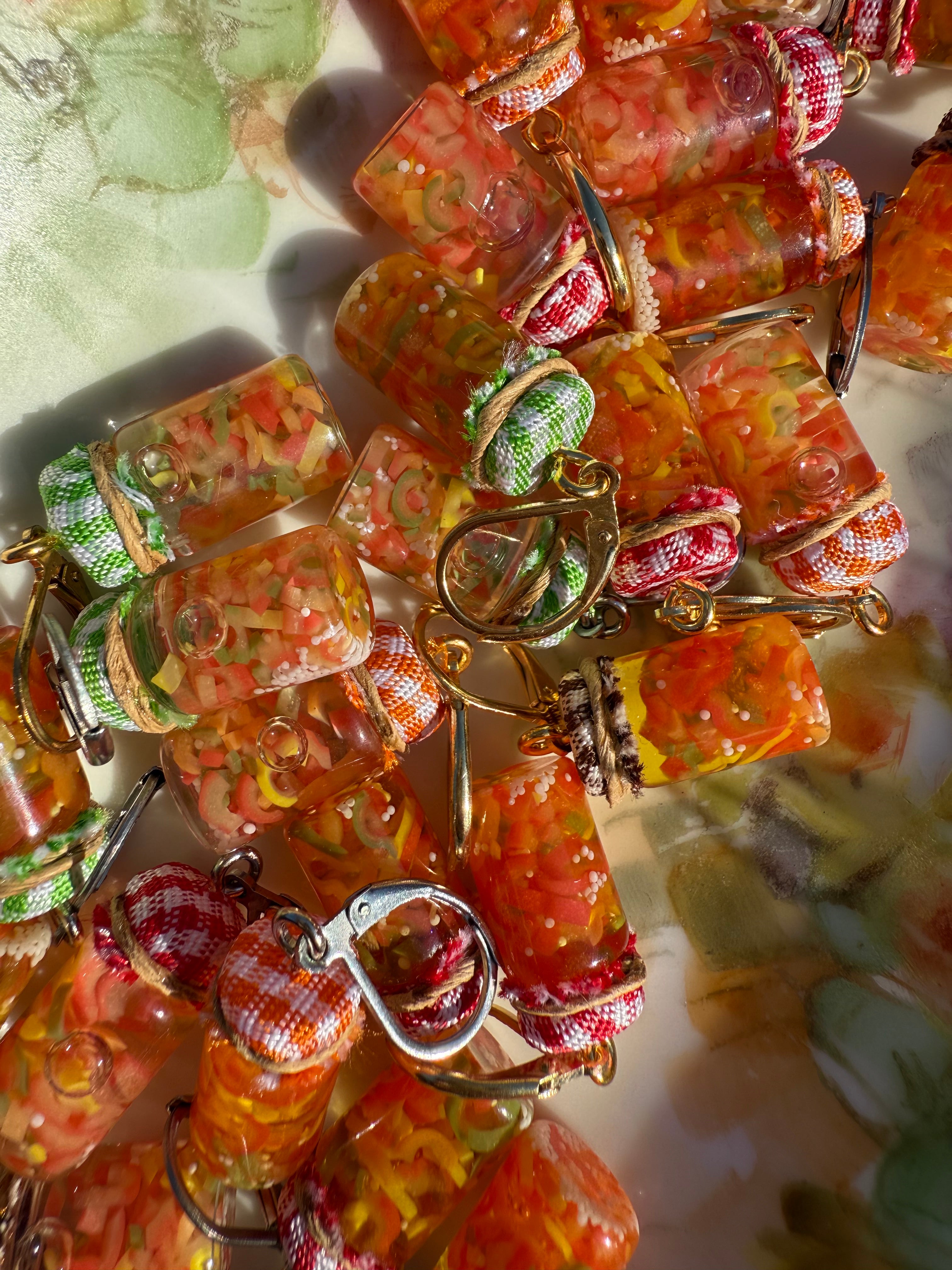 Bell Pepper Relish Jar Earrings