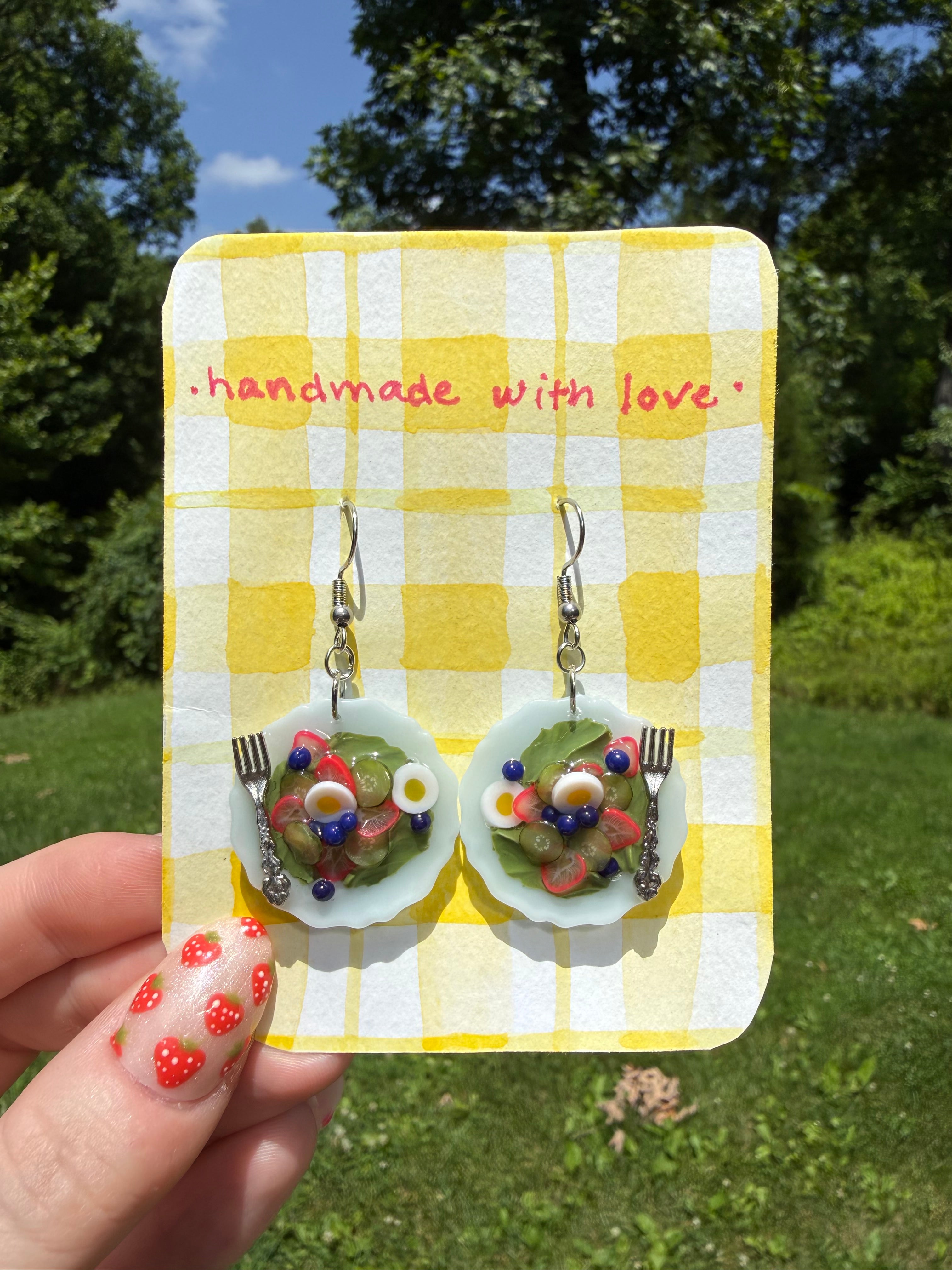 Strawberry Salad Plate Earrings