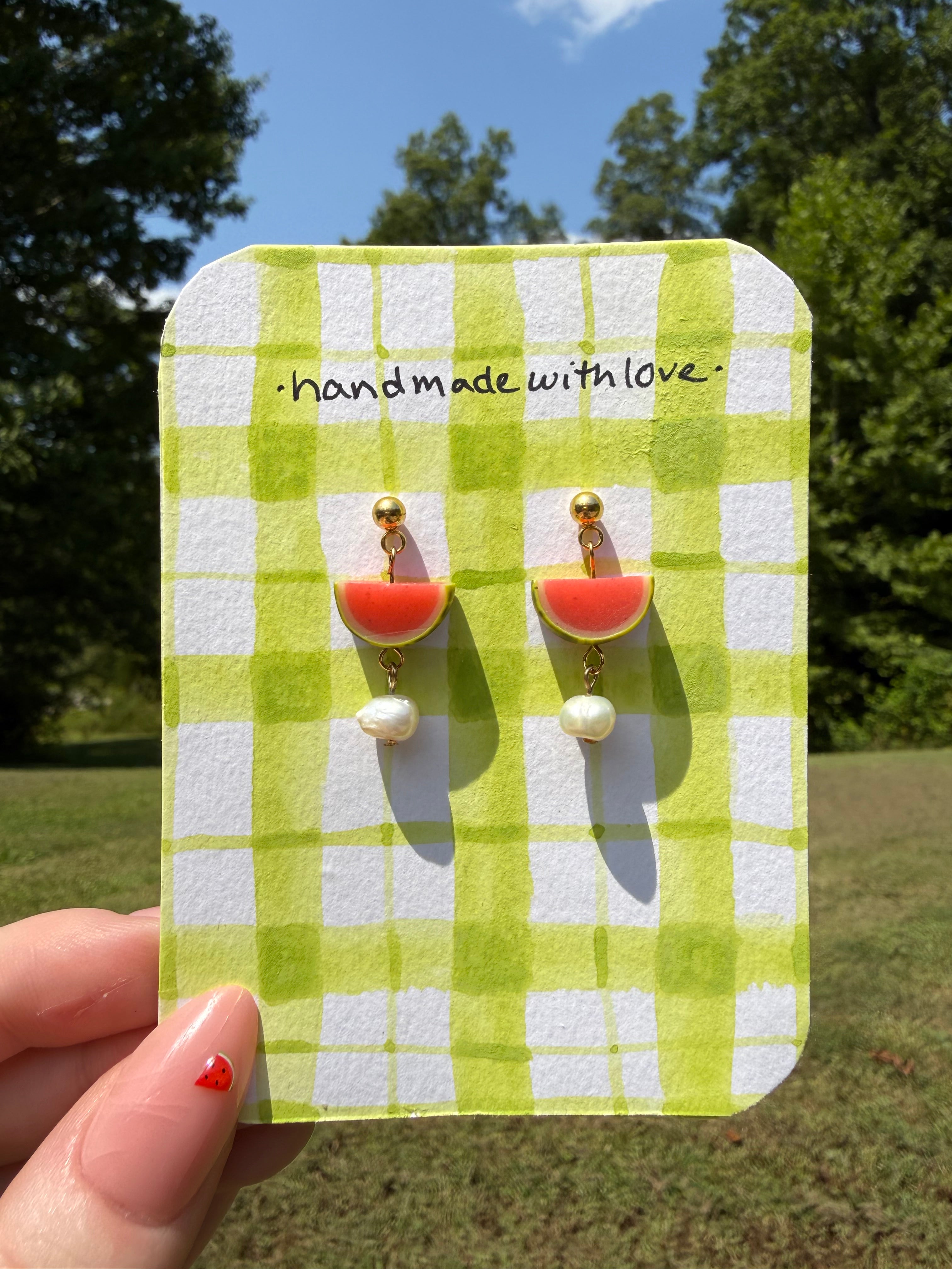 Watermelon Slice Stud Earrings