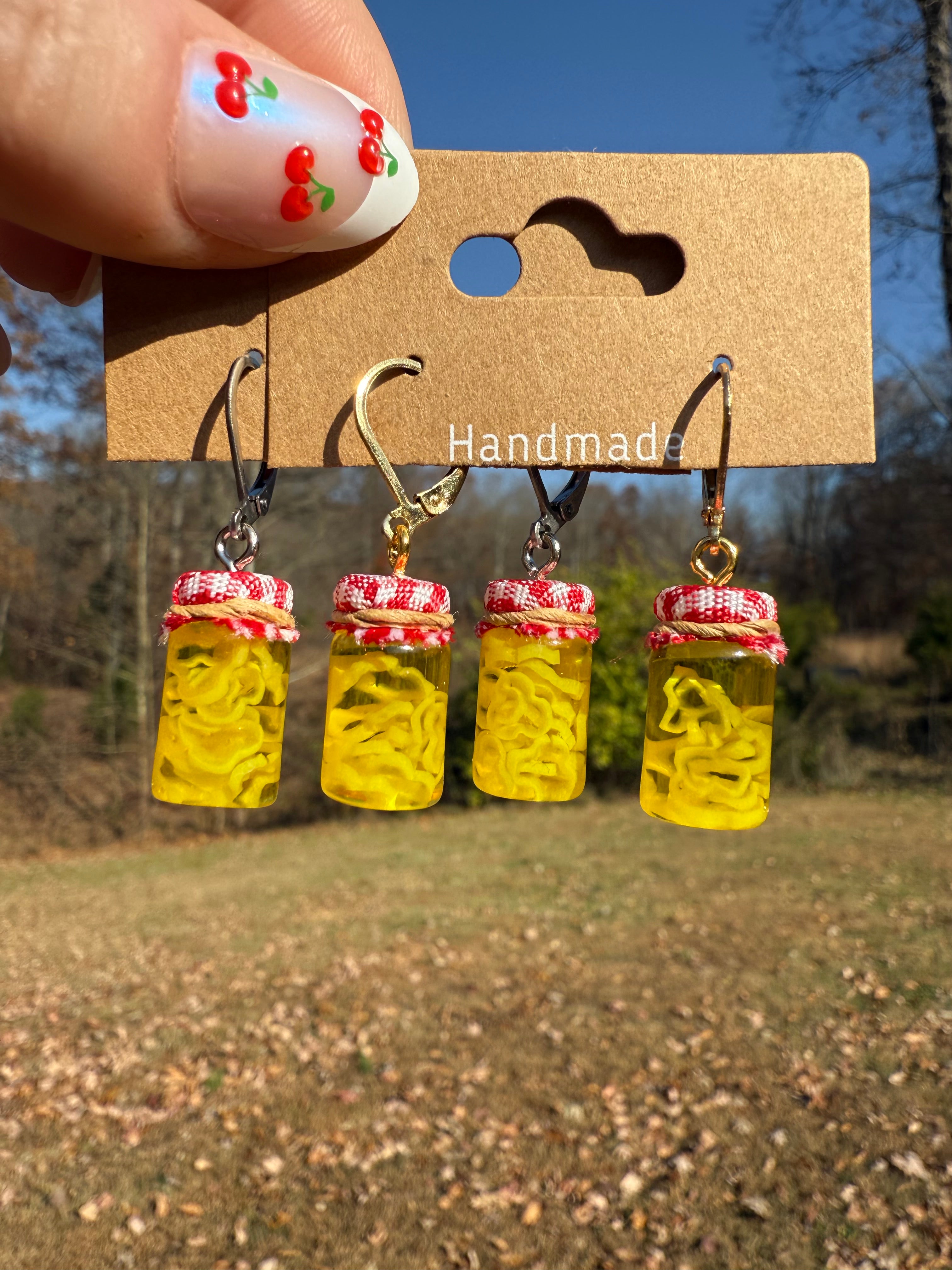 Banana Pepper Slices Jar Earrings