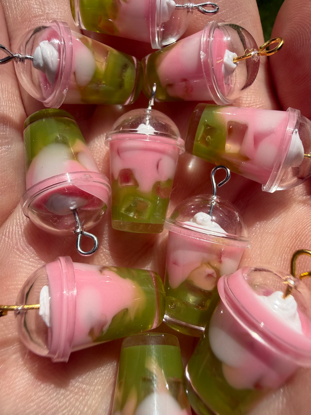 Strawberry Sky Iced Matcha Latte Earrings