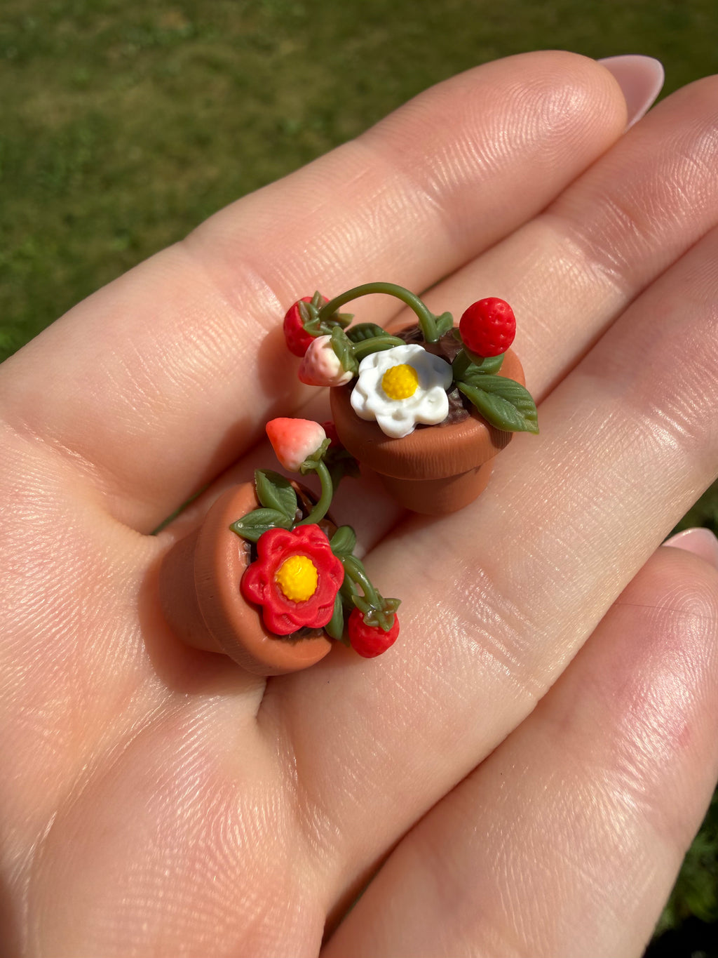 Potted Strawberry Plant Earrings