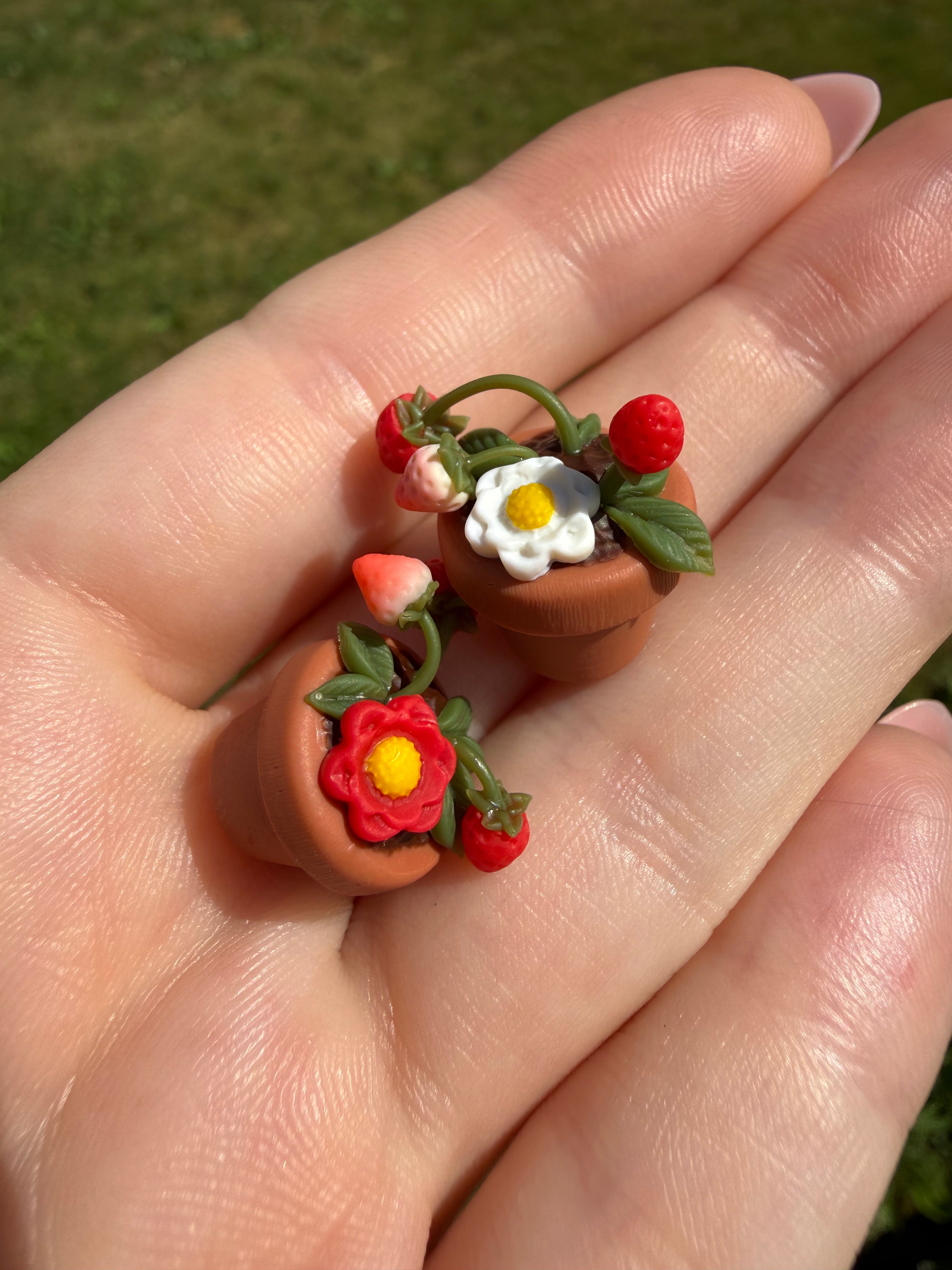 Potted Strawberry Plant Earrings