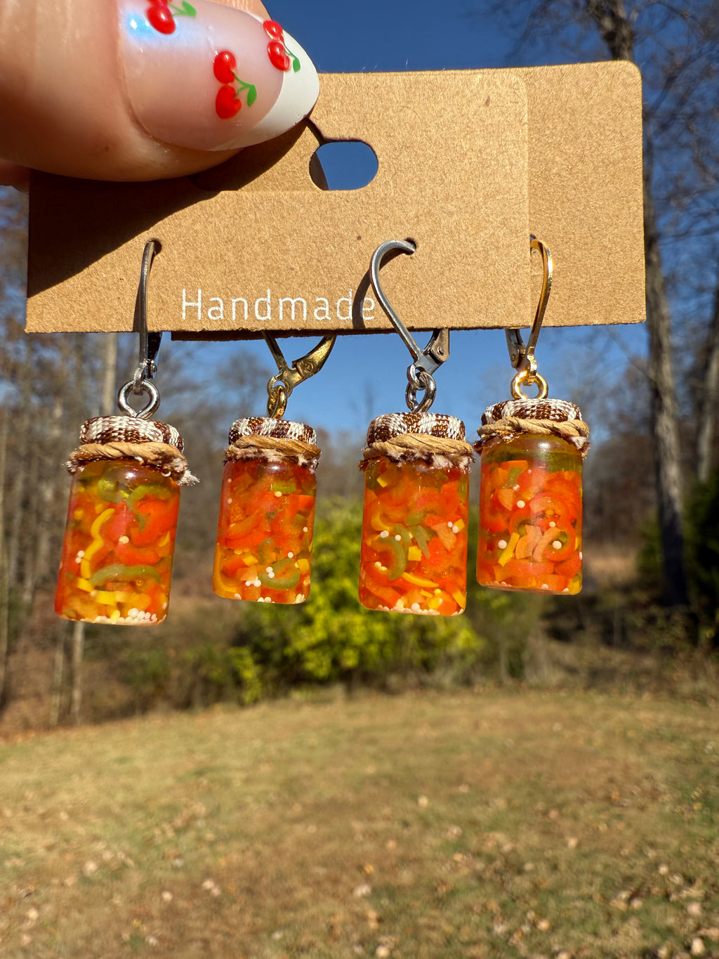 Bell Pepper Relish Jar Earrings