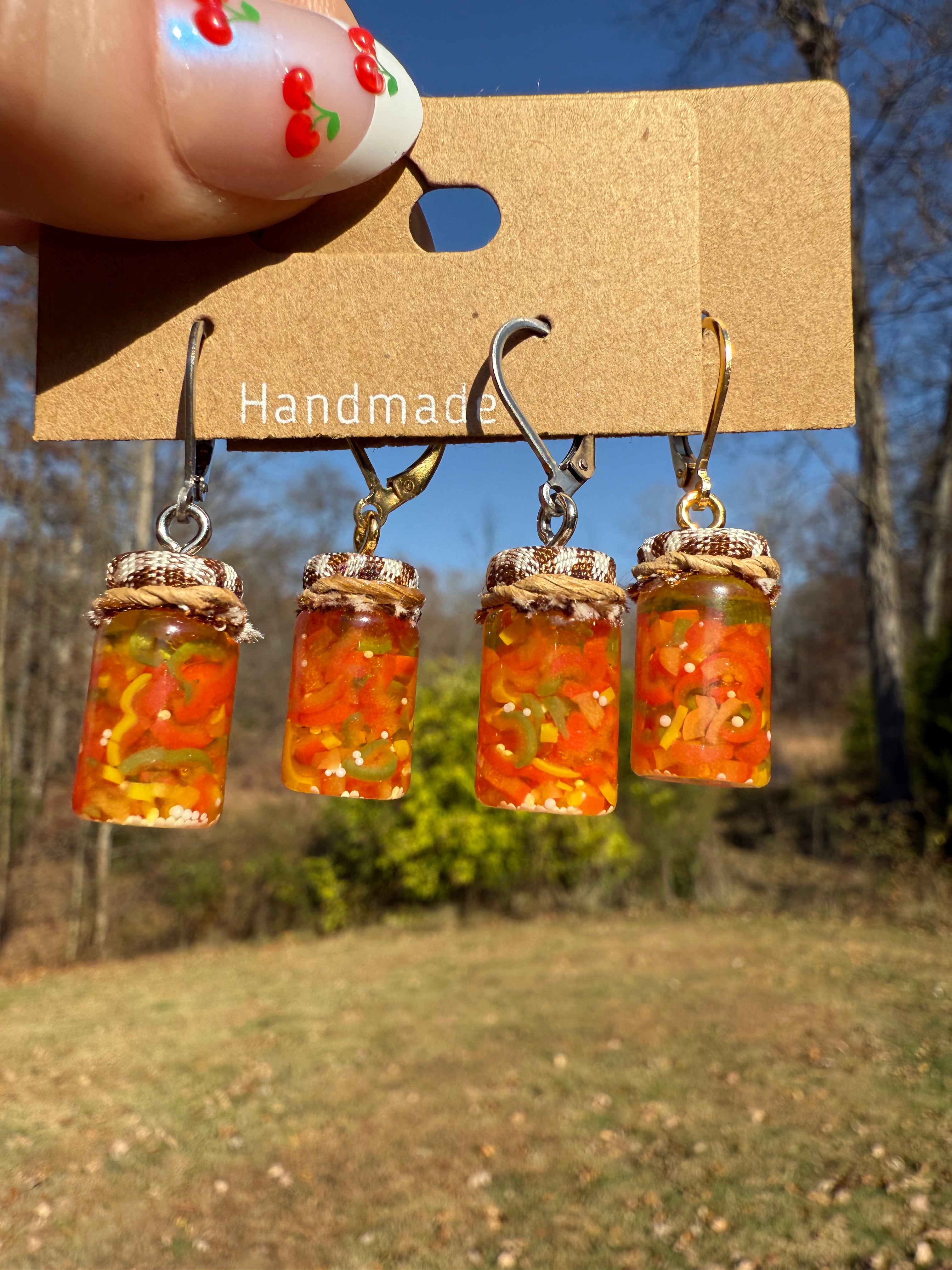 Bell Pepper Relish Jar Earrings