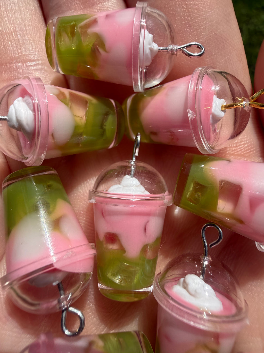 Strawberry Sky Iced Matcha Latte Earrings
