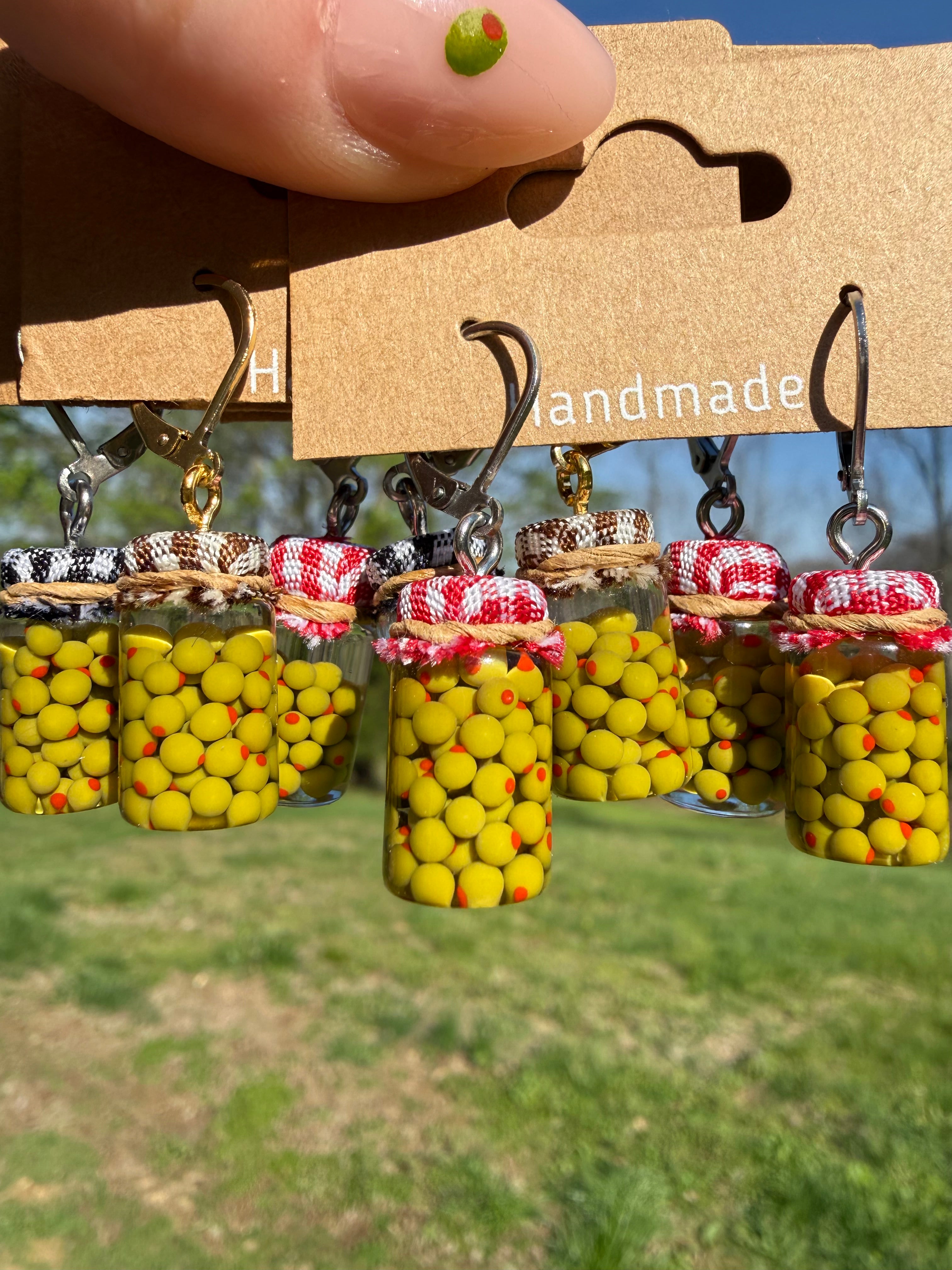 Stuffed Olives Jar Earrings