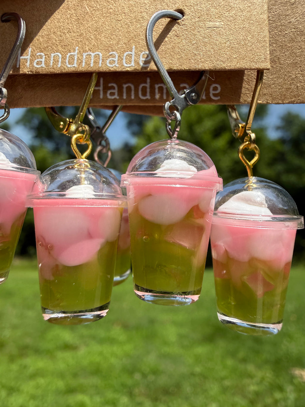 Strawberry Sky Iced Matcha Latte Earrings