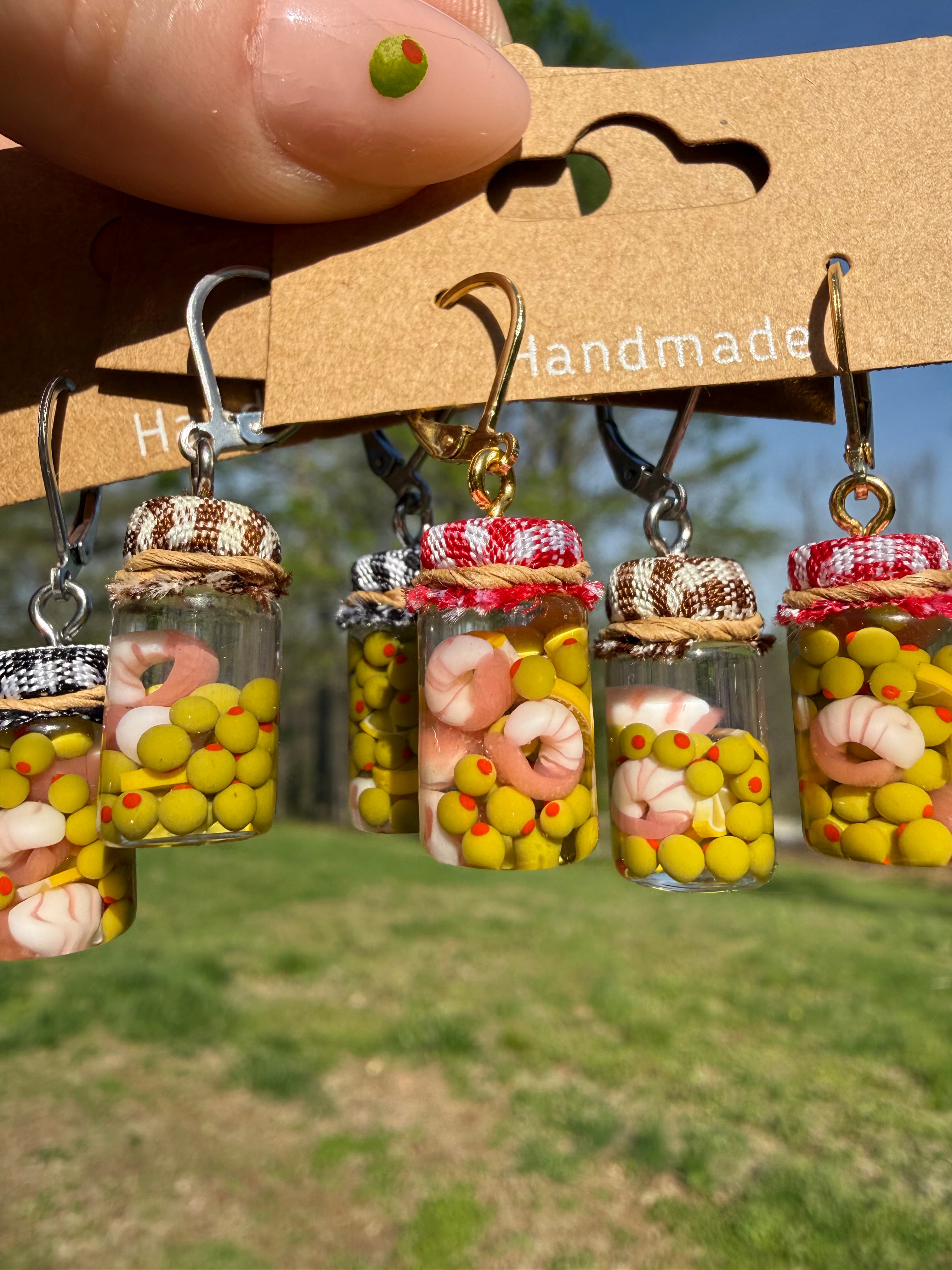 Shrimp & Olive Delight Jar Earrings