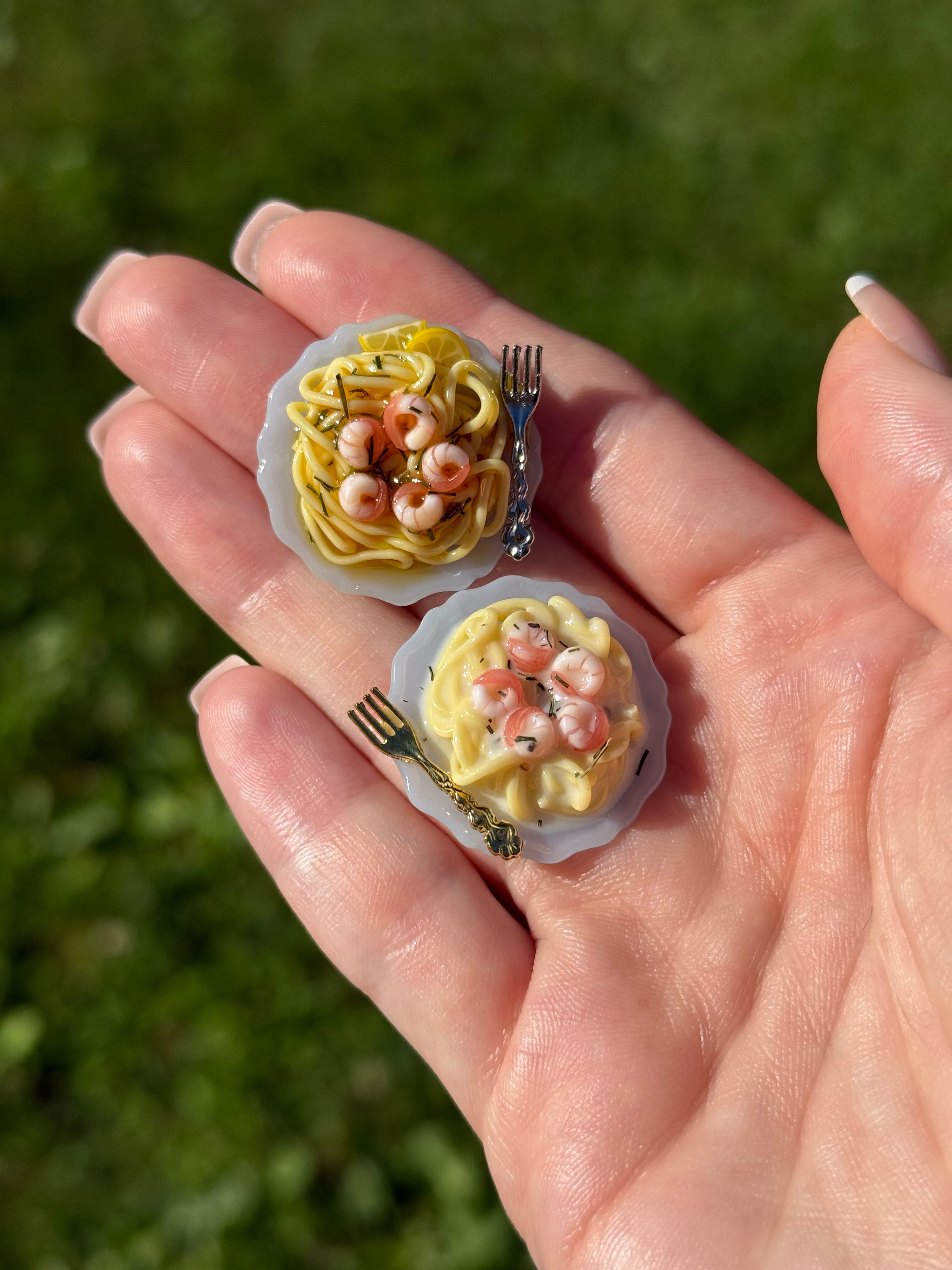 Shrimp Pasta Plate Earrings