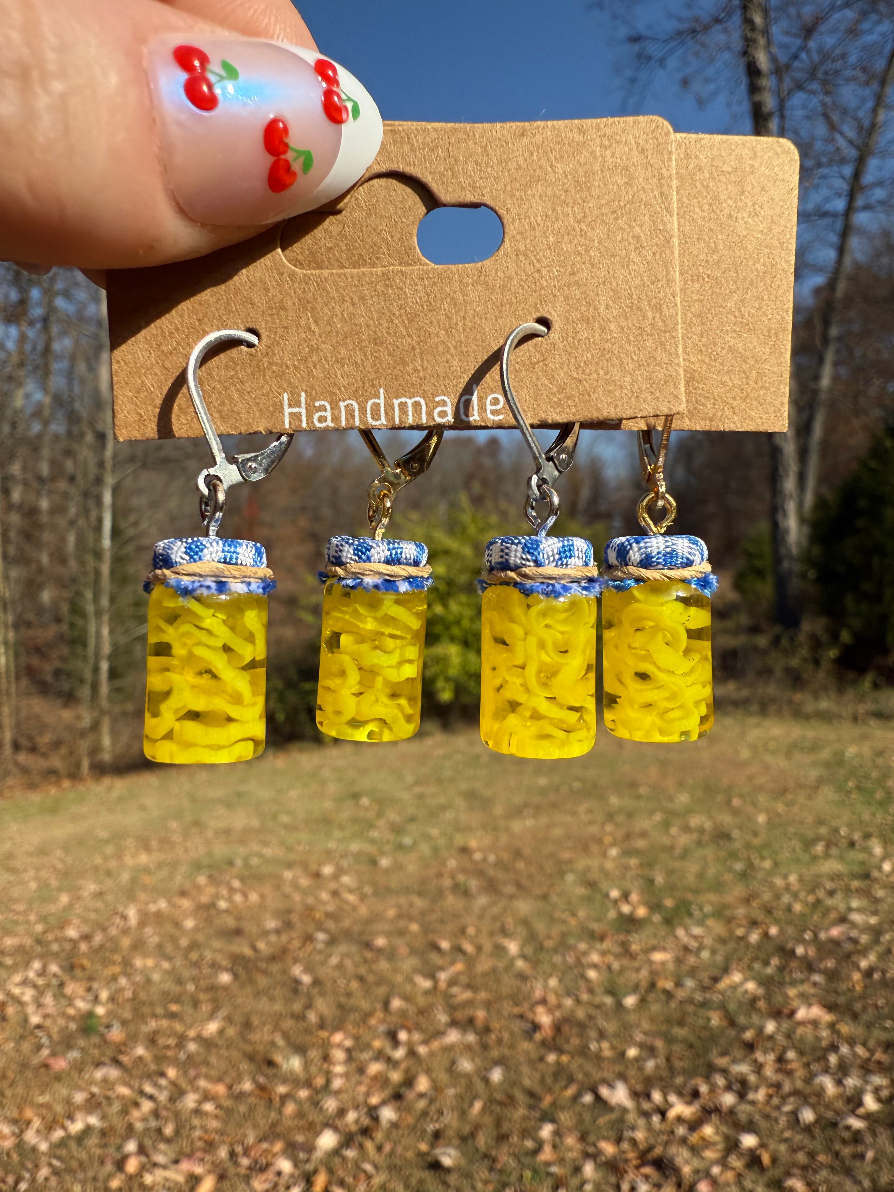 Banana Pepper Slices Jar Earrings