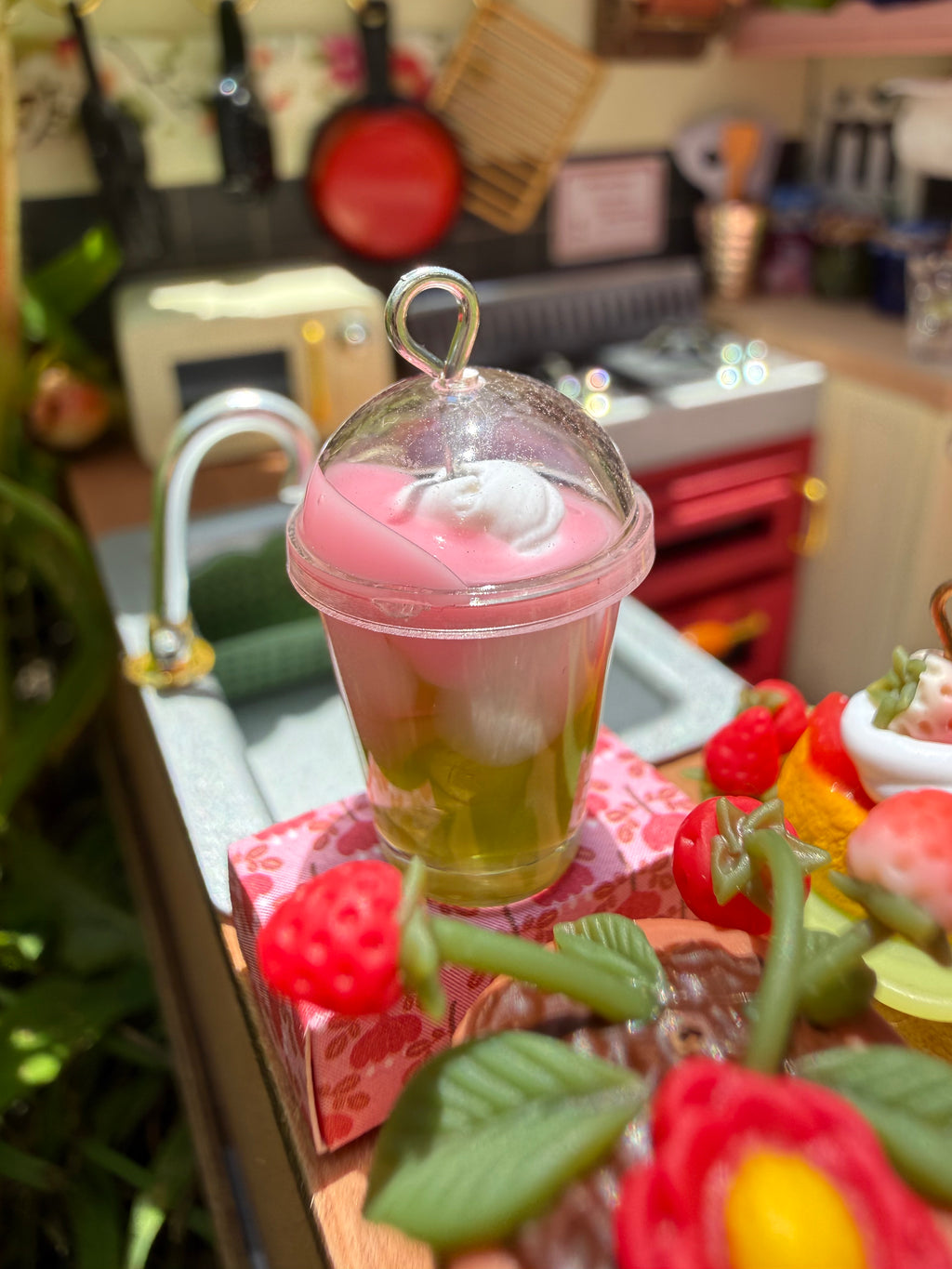 Strawberry Sky Iced Matcha Latte Earrings