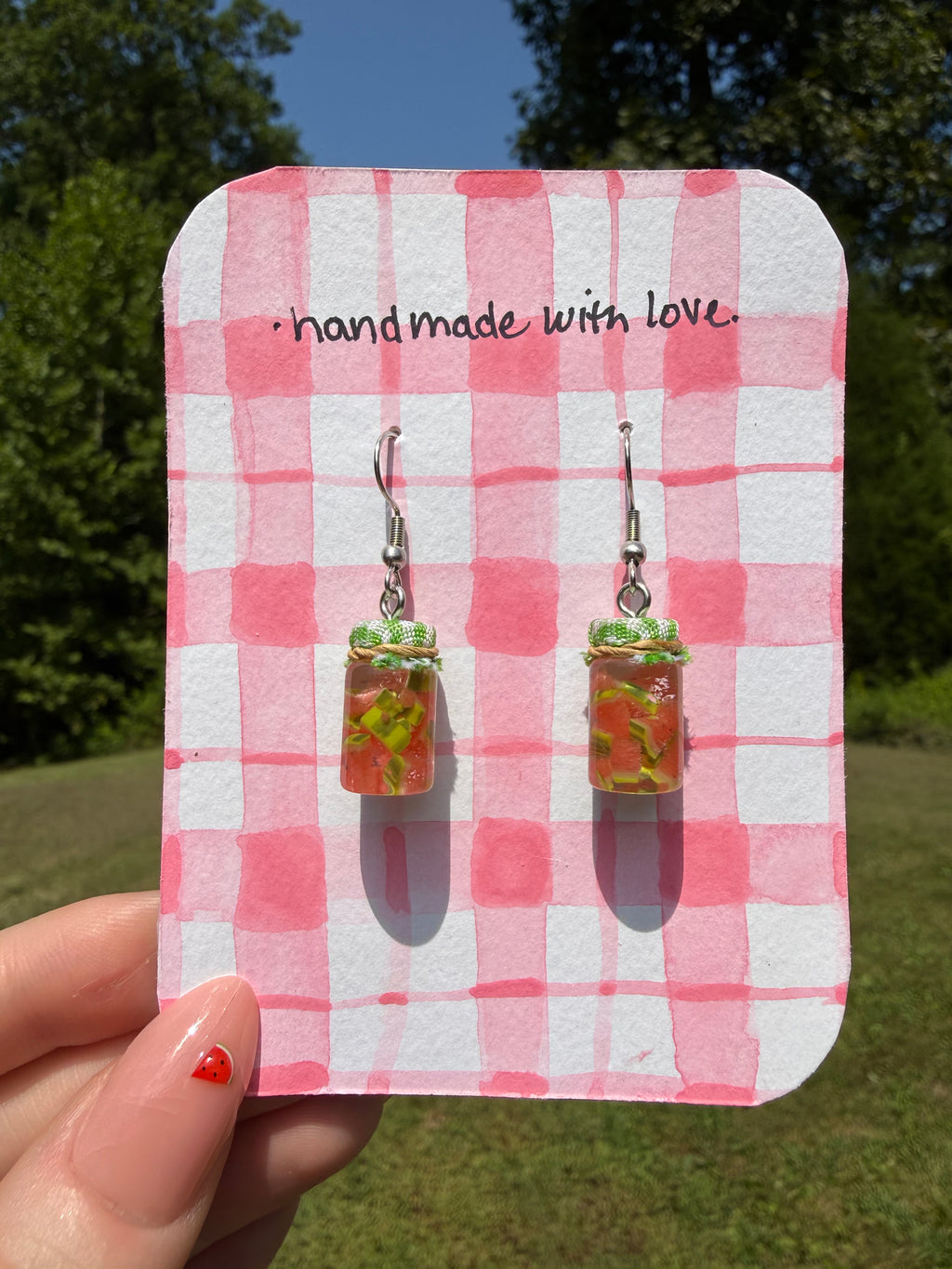 Pickled Watermelon Jar Earrings