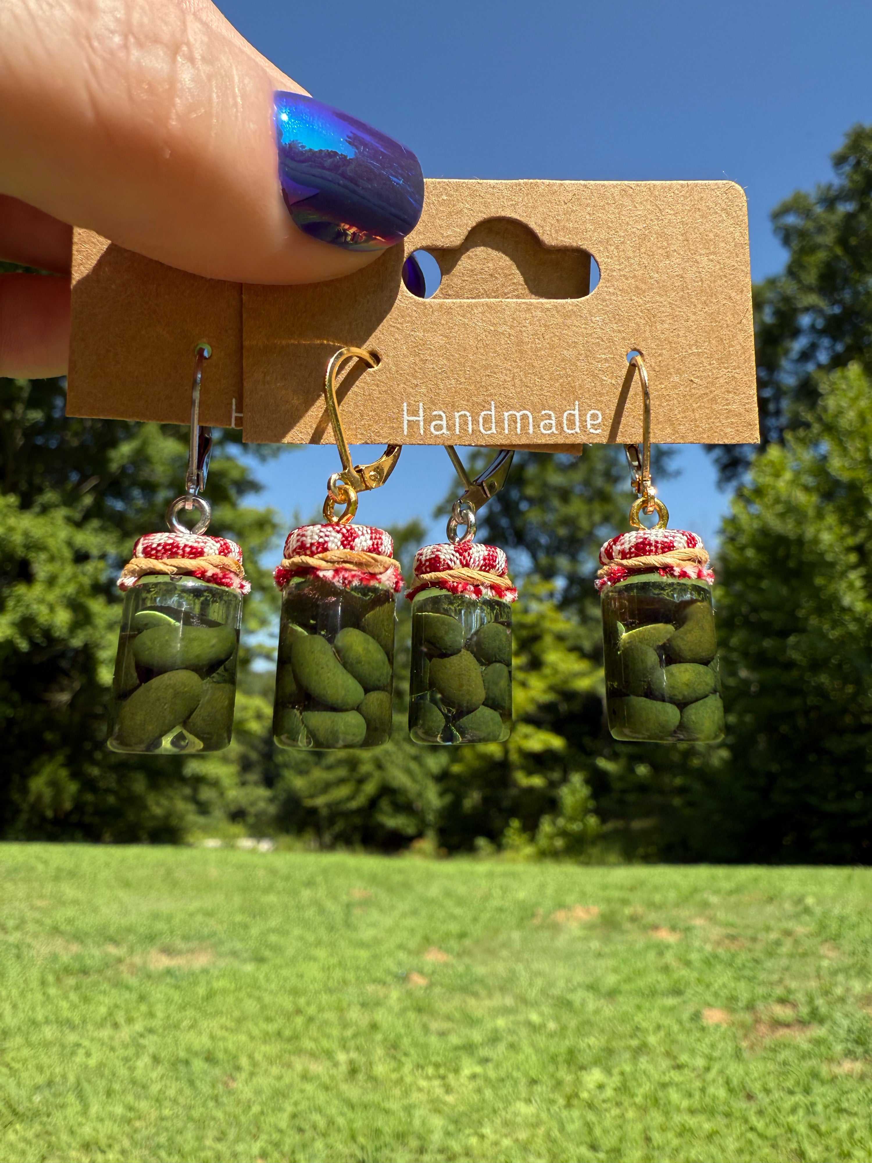 Gherkins Pickles Jar Earrings