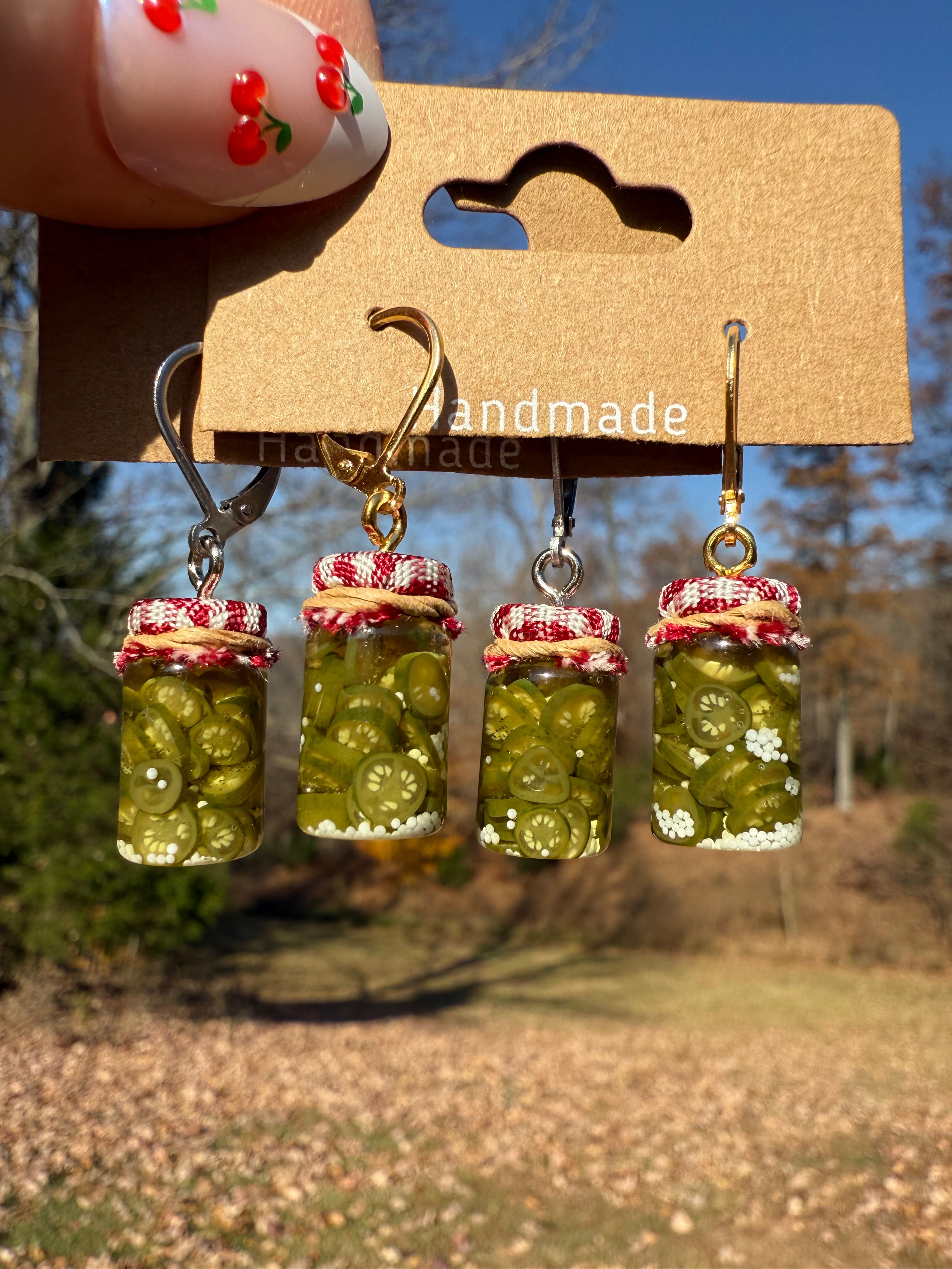 Pickled Jalapeño Pepper Slices Jar Earrings
