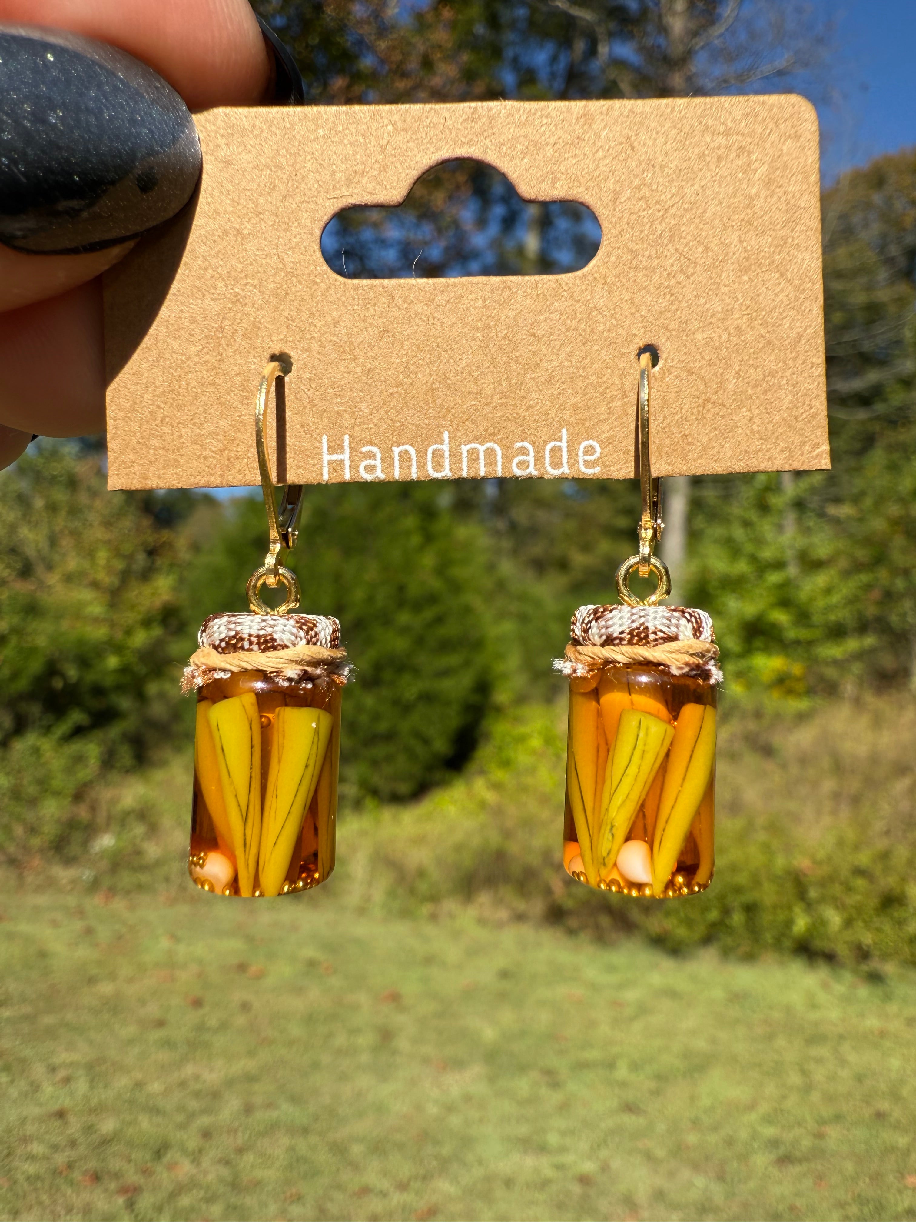 Pickled Okra Jar Earrings