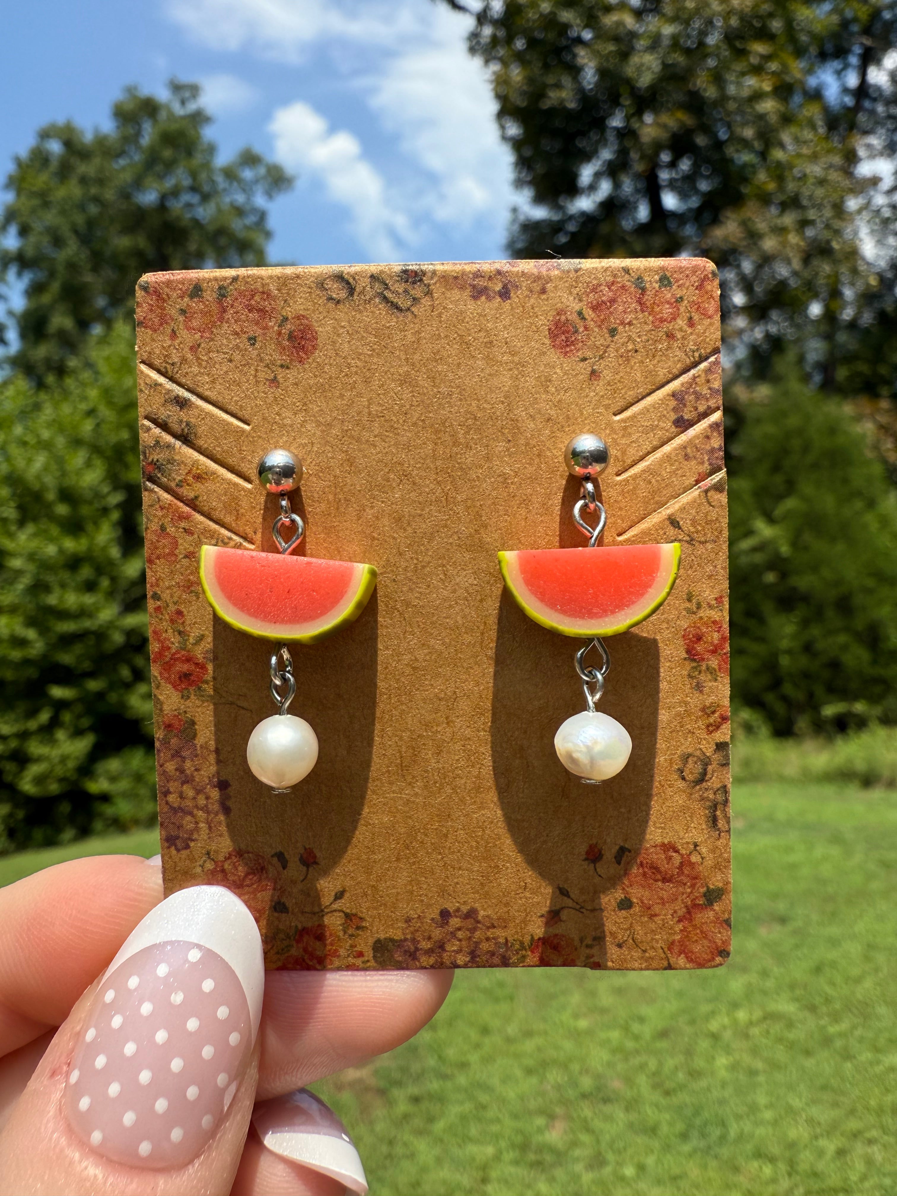 Watermelon Slice Stud Earrings