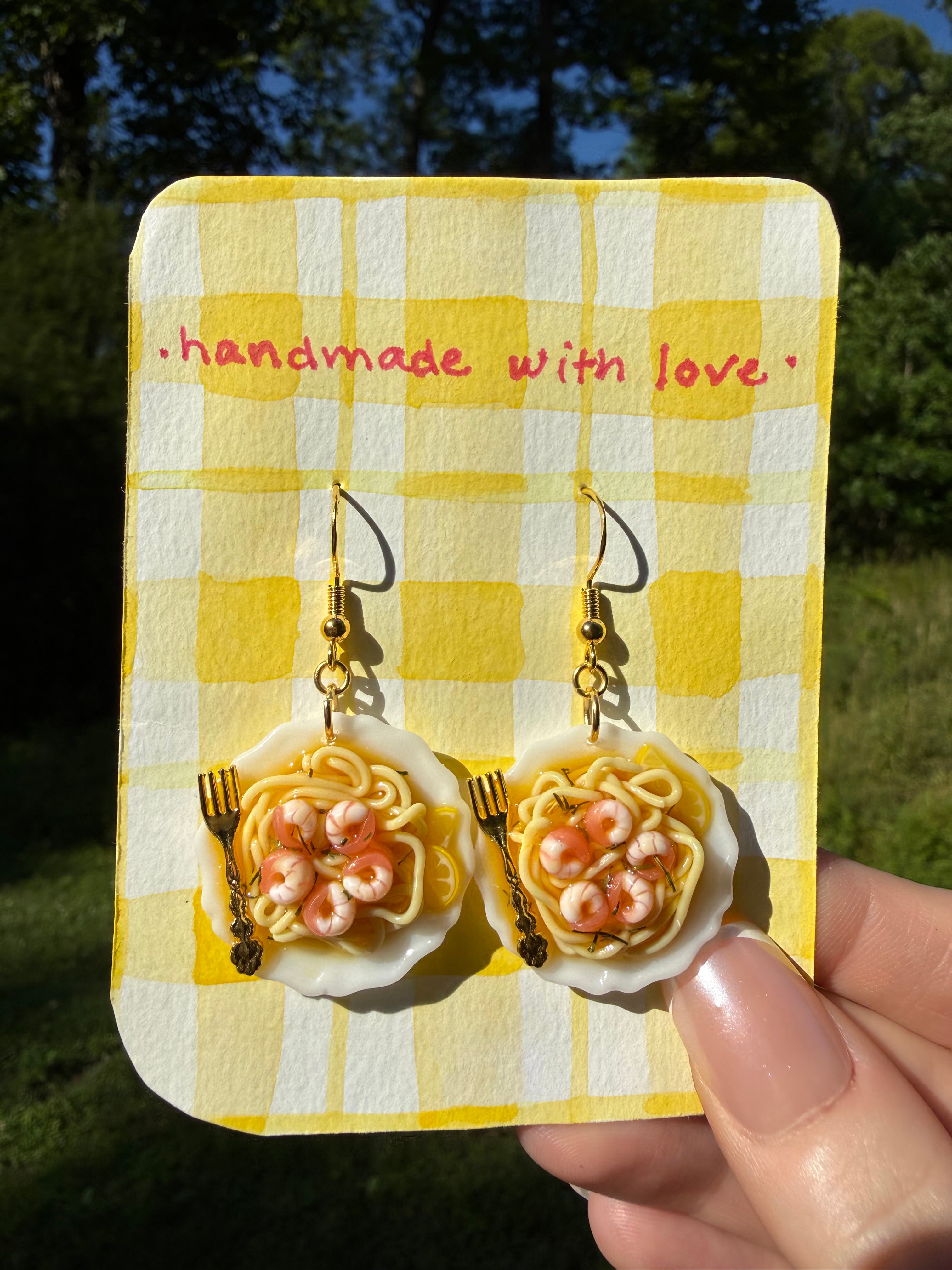 Shrimp Pasta Plate Earrings