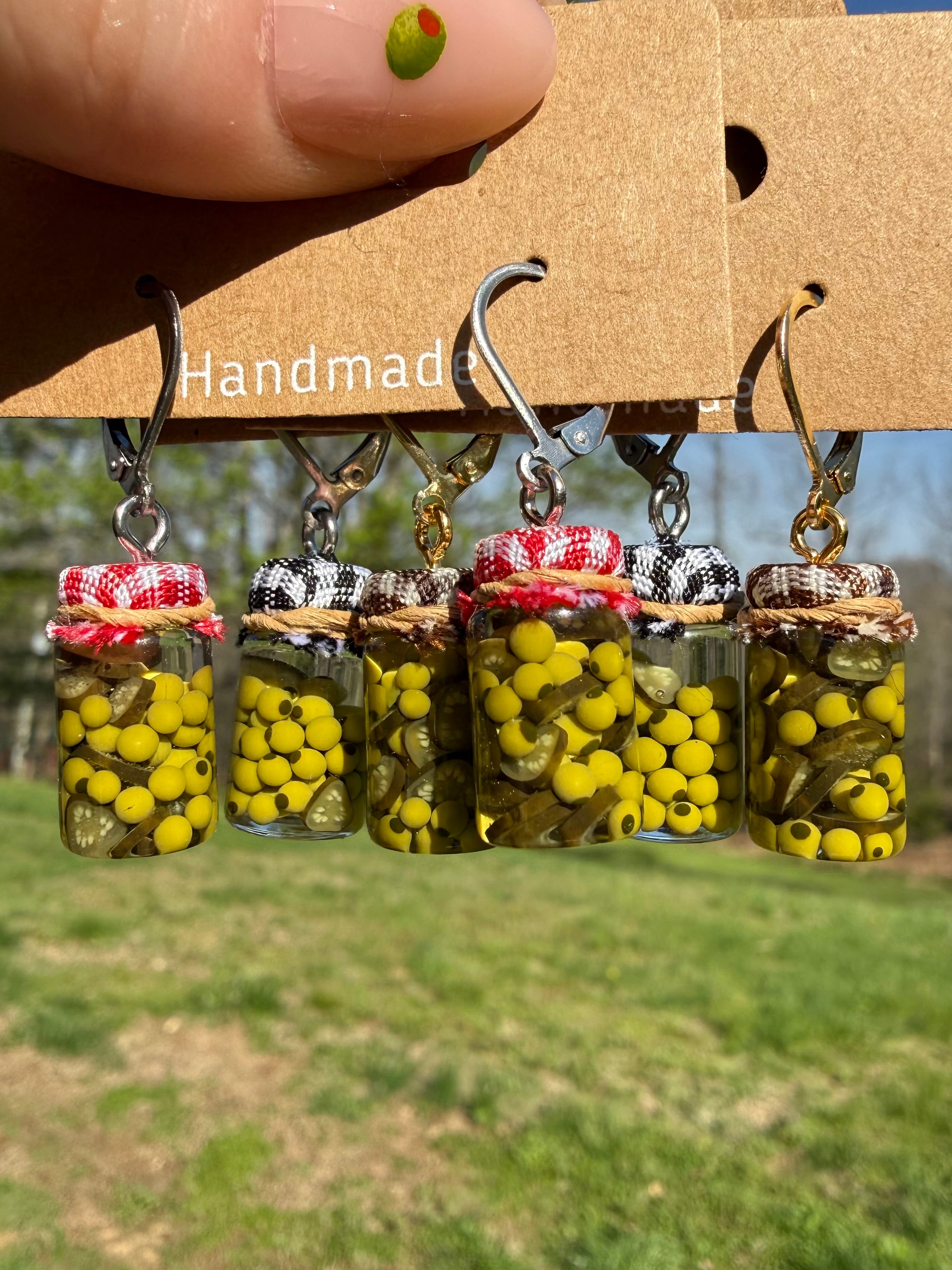 Stuffed Olives Jar Earrings