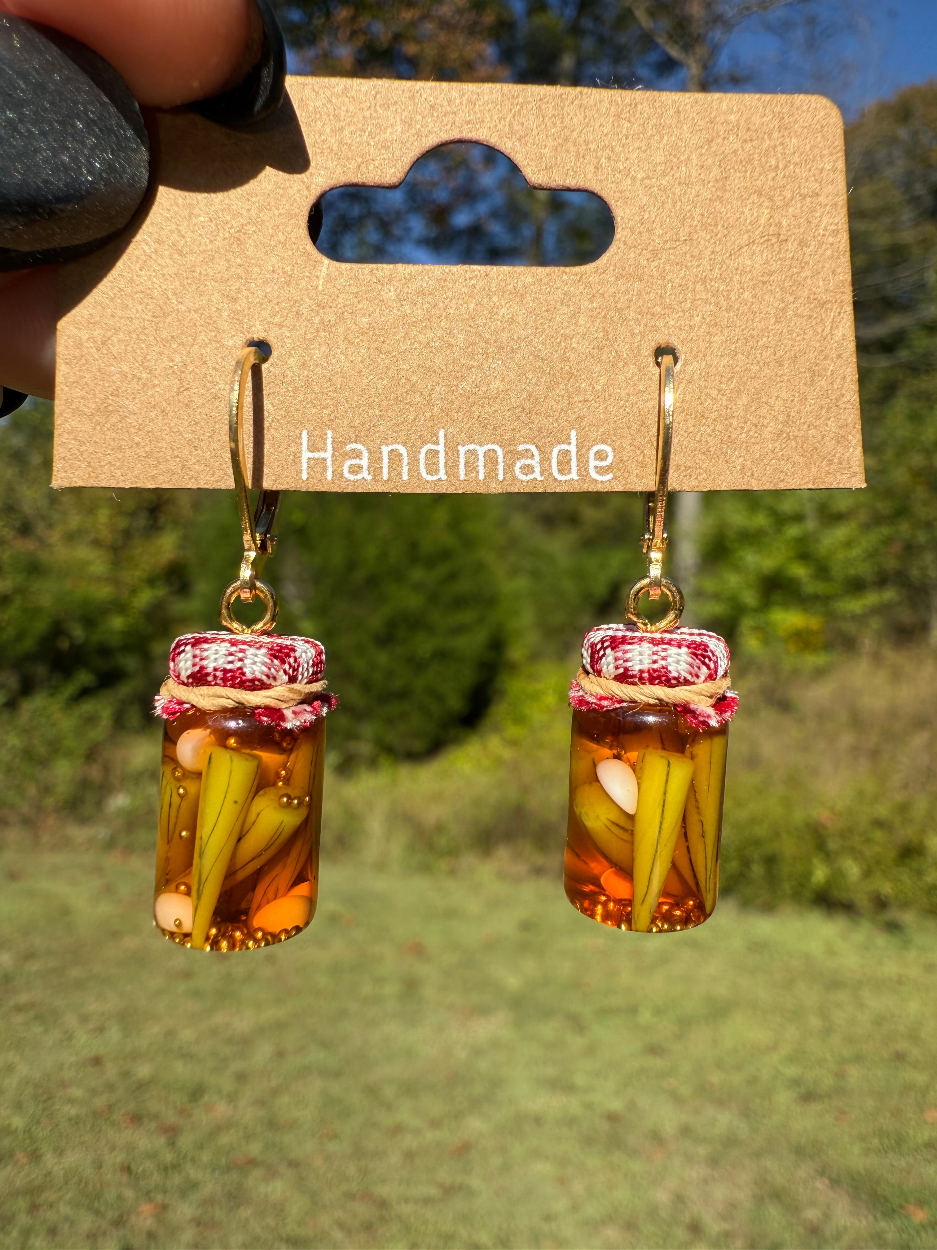 Pickled Okra Jar Earrings