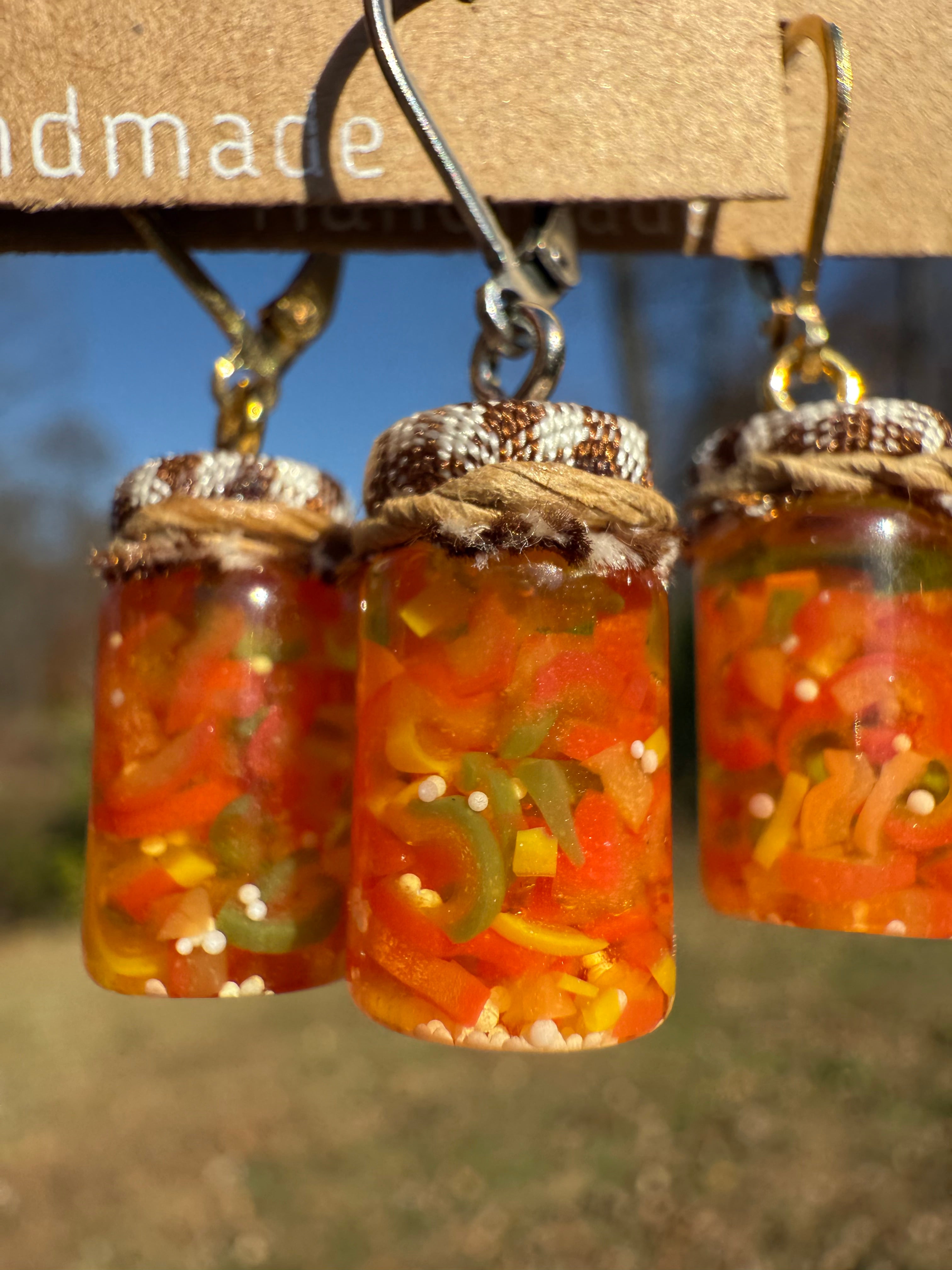 Bell Pepper Relish Jar Earrings