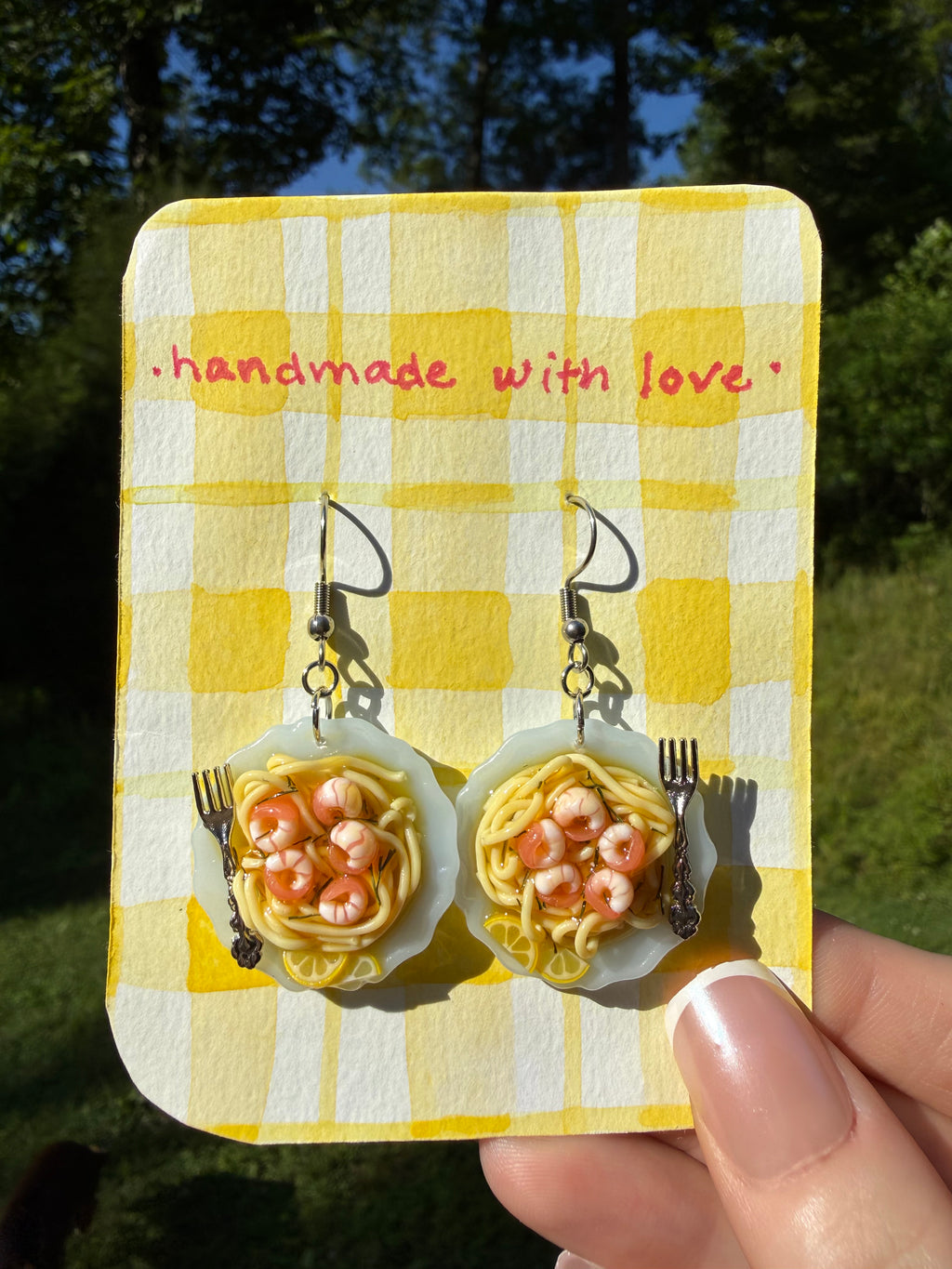 Shrimp Pasta Plate Earrings