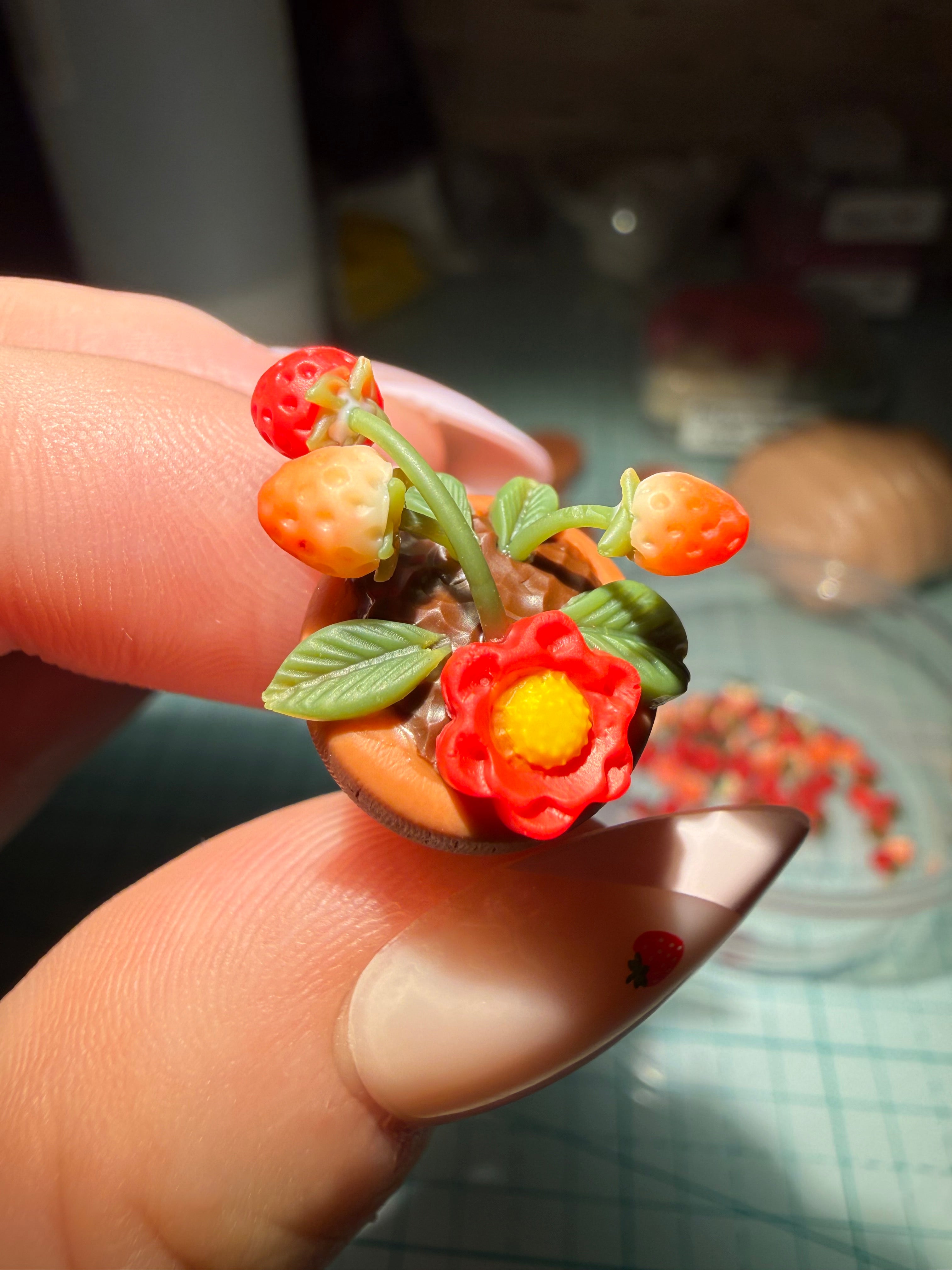 Potted Strawberry Plant Earrings