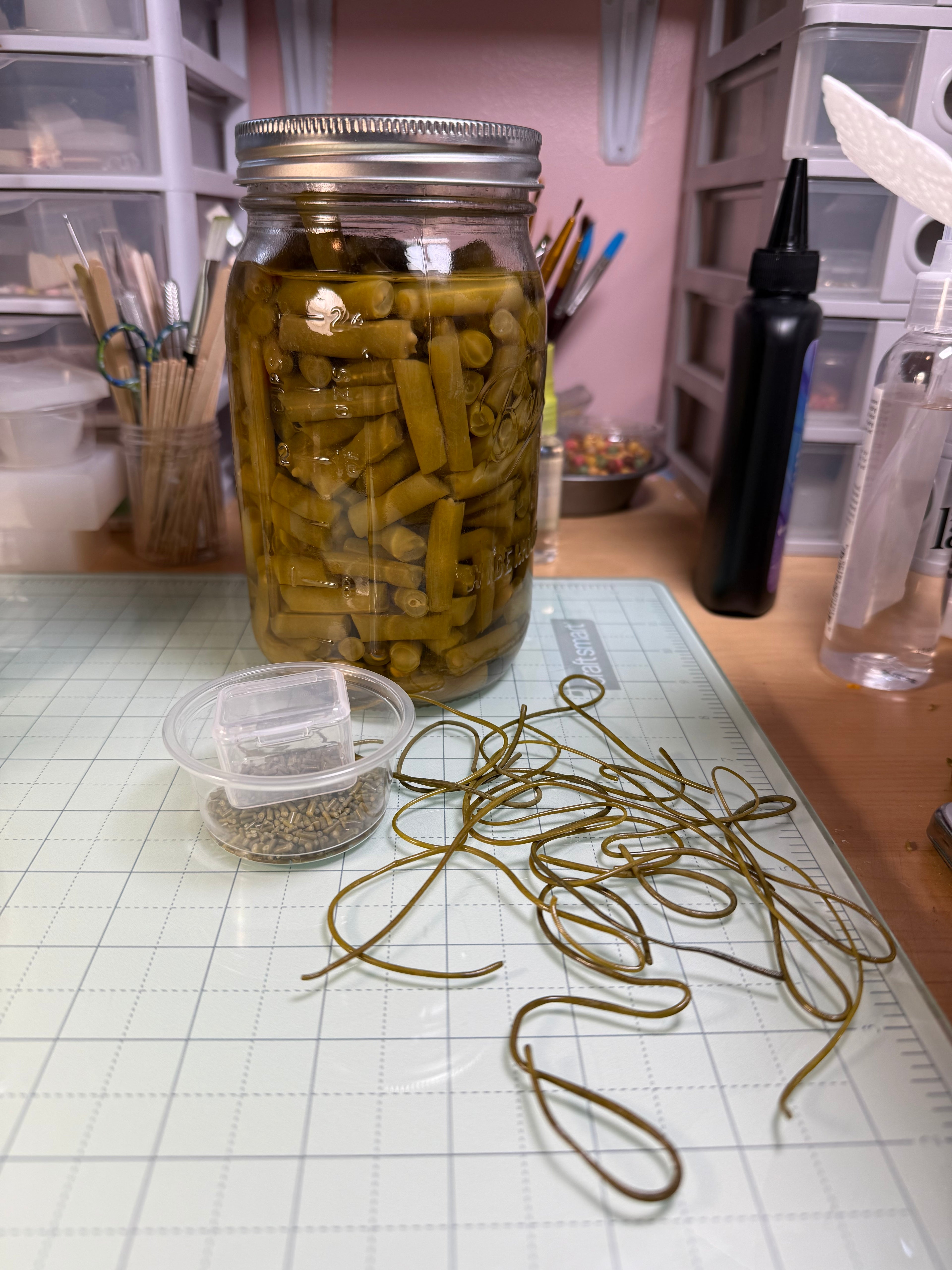 Green Beans Jar Earrings