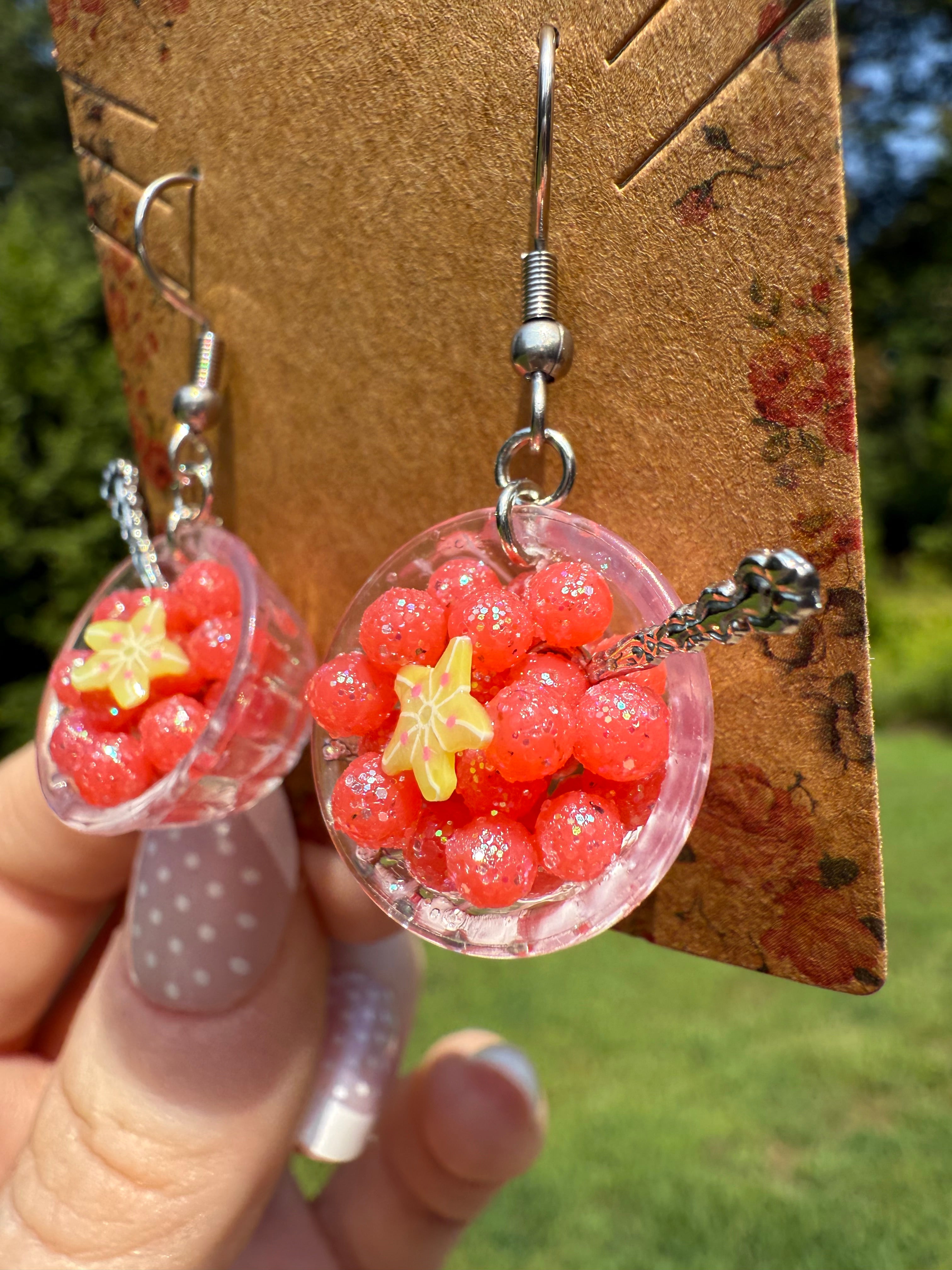 Sugared Watermelon Balls Bowl Earrings