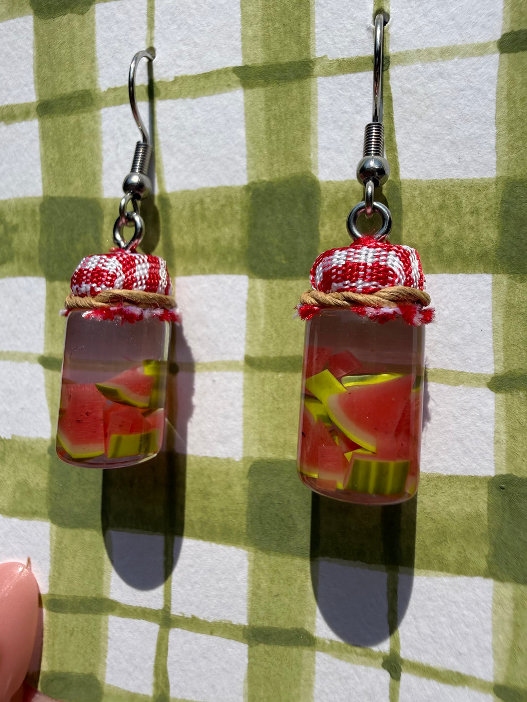Pickled Watermelon Jar Earrings